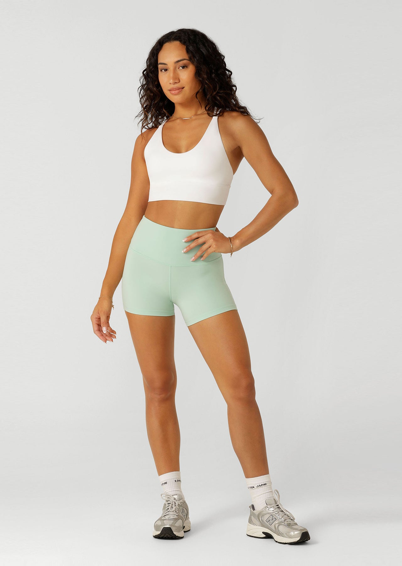 Lorna Jane Lotus No Chafe Phone Pocket 9cm Bike Shorts - Soft Mint
