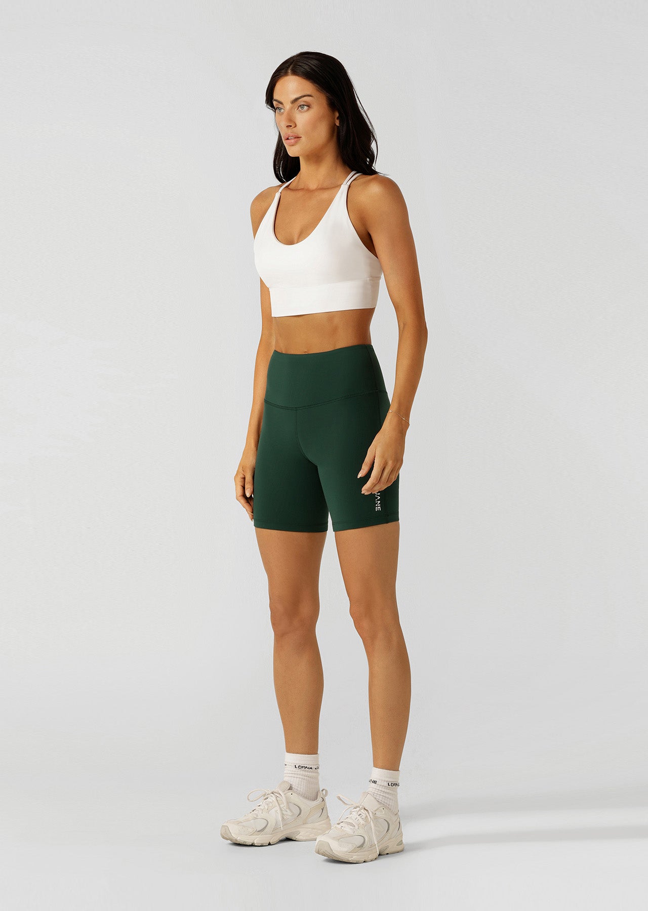 Lorna Jane Lotus No Chafe Phone Pocket 16cm Bike Shorts - Dark Green