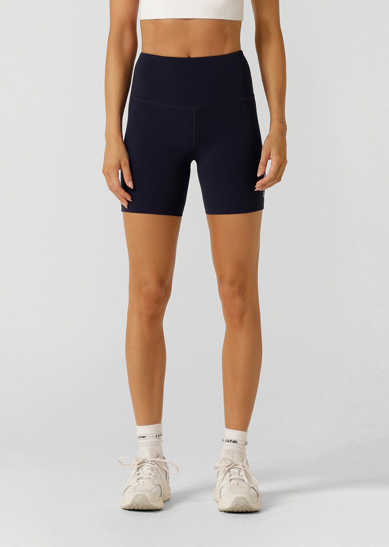 Lorna Jane Lotus No Chafe Phone Pocket 16cm Bike Shorts - French Navy