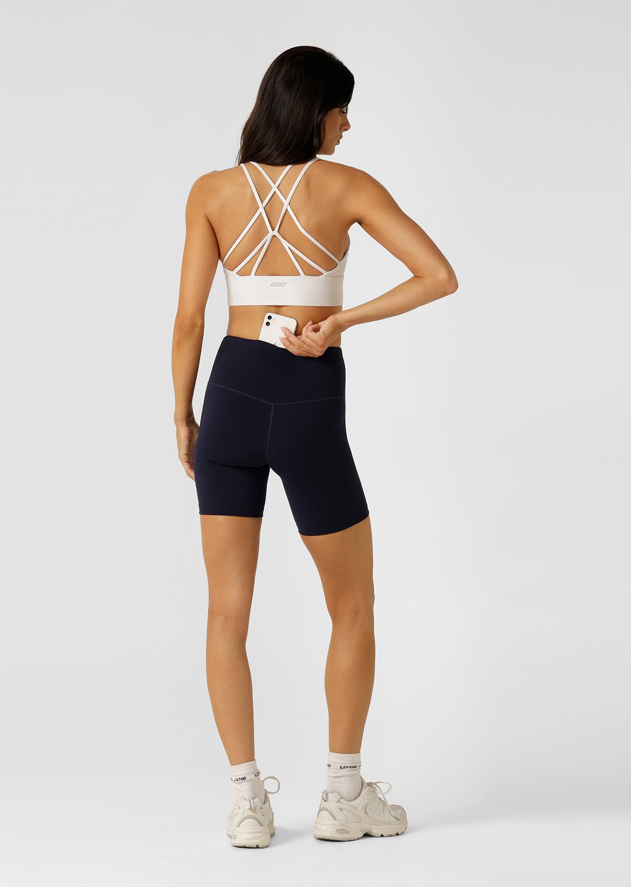 Lorna Jane Lotus No Chafe Phone Pocket 16cm Bike Shorts - French Navy