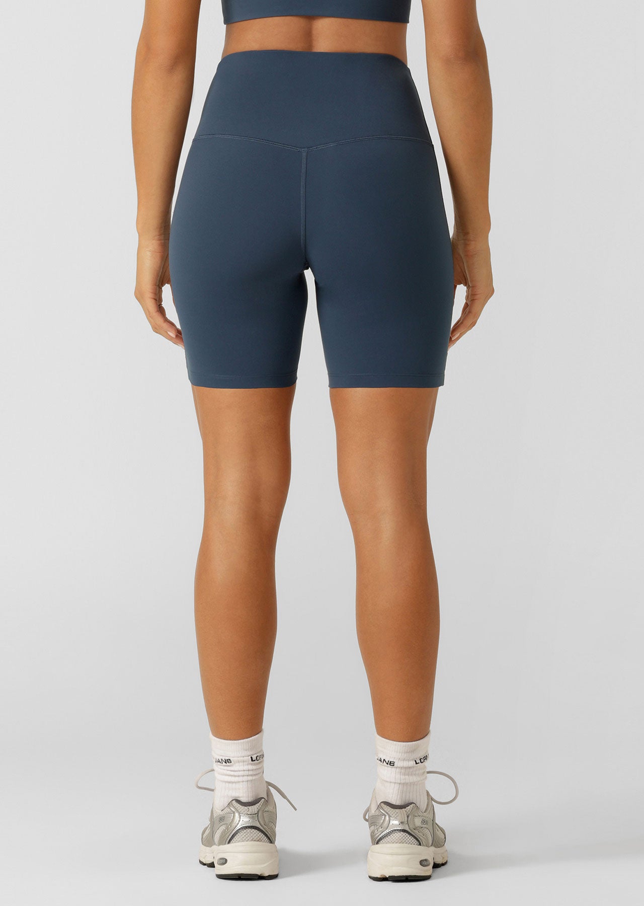 Lorna Jane Lotus No Chafe Phone Pocket 16cm Bike Shorts - Pale Indigo