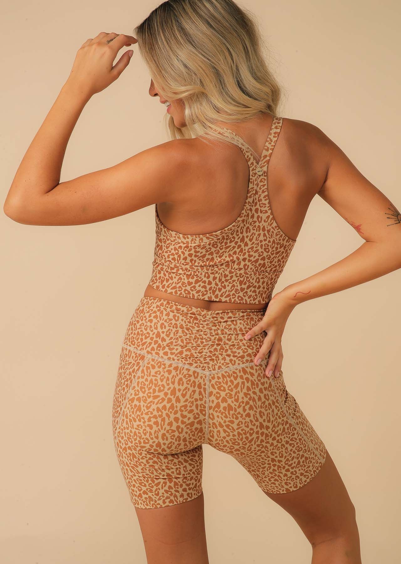 Lorna Jane Fearless Cropped Leopard Tank - Micro Leopard Print