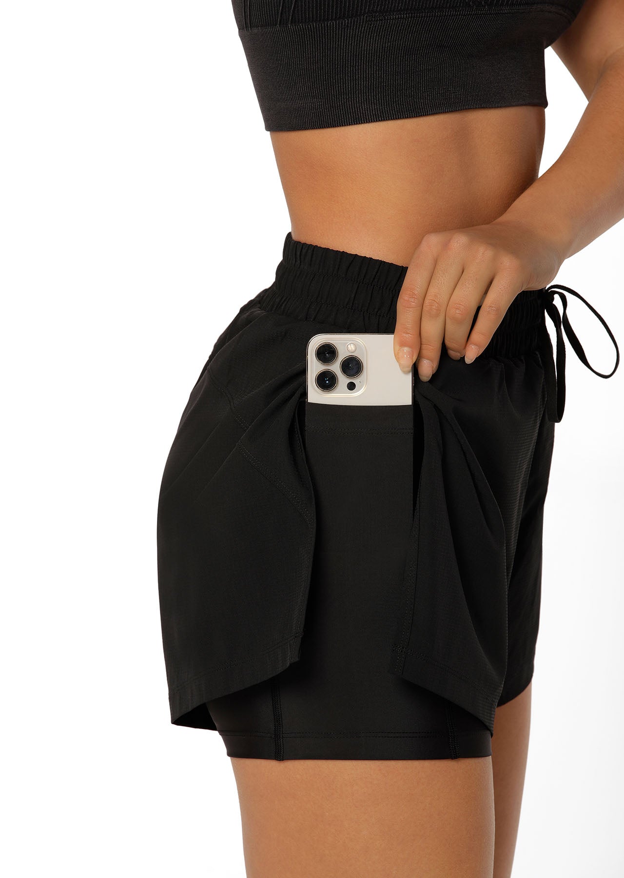 Lorna Jane Abrasion Resistant Wrap Run Shorts - Black