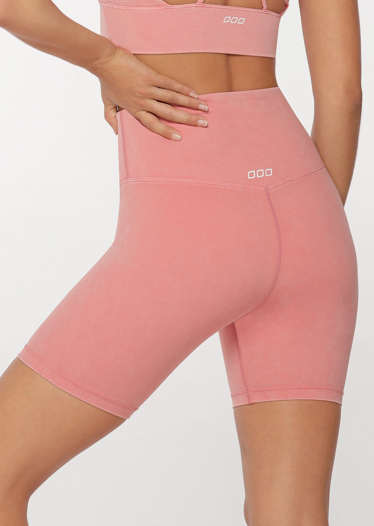 Lorna Jane Acid Wash Bike Shorts - Washed Quartz Pink