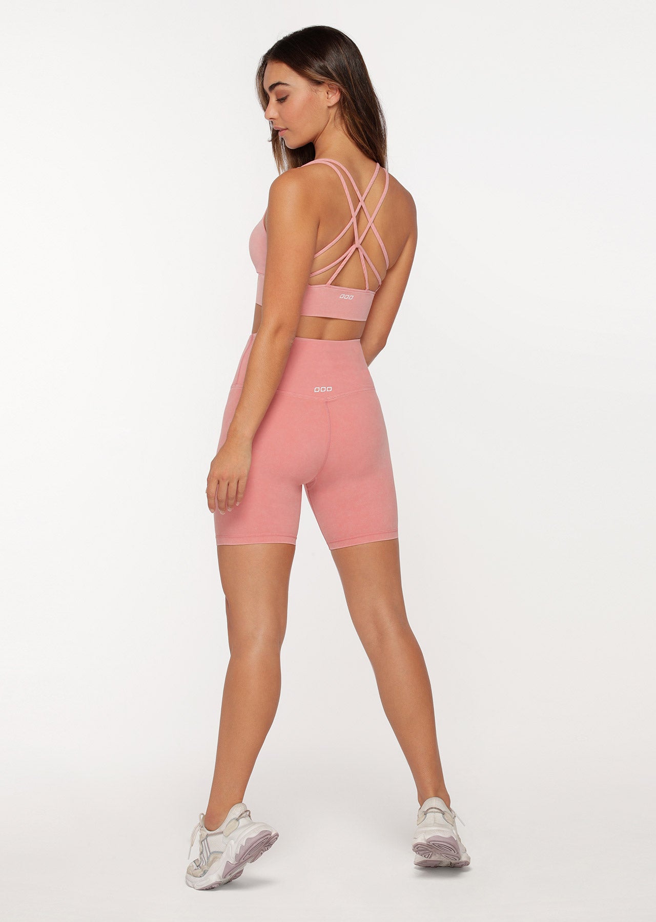 Lorna Jane Acid Wash Bike Shorts - Washed Quartz Pink