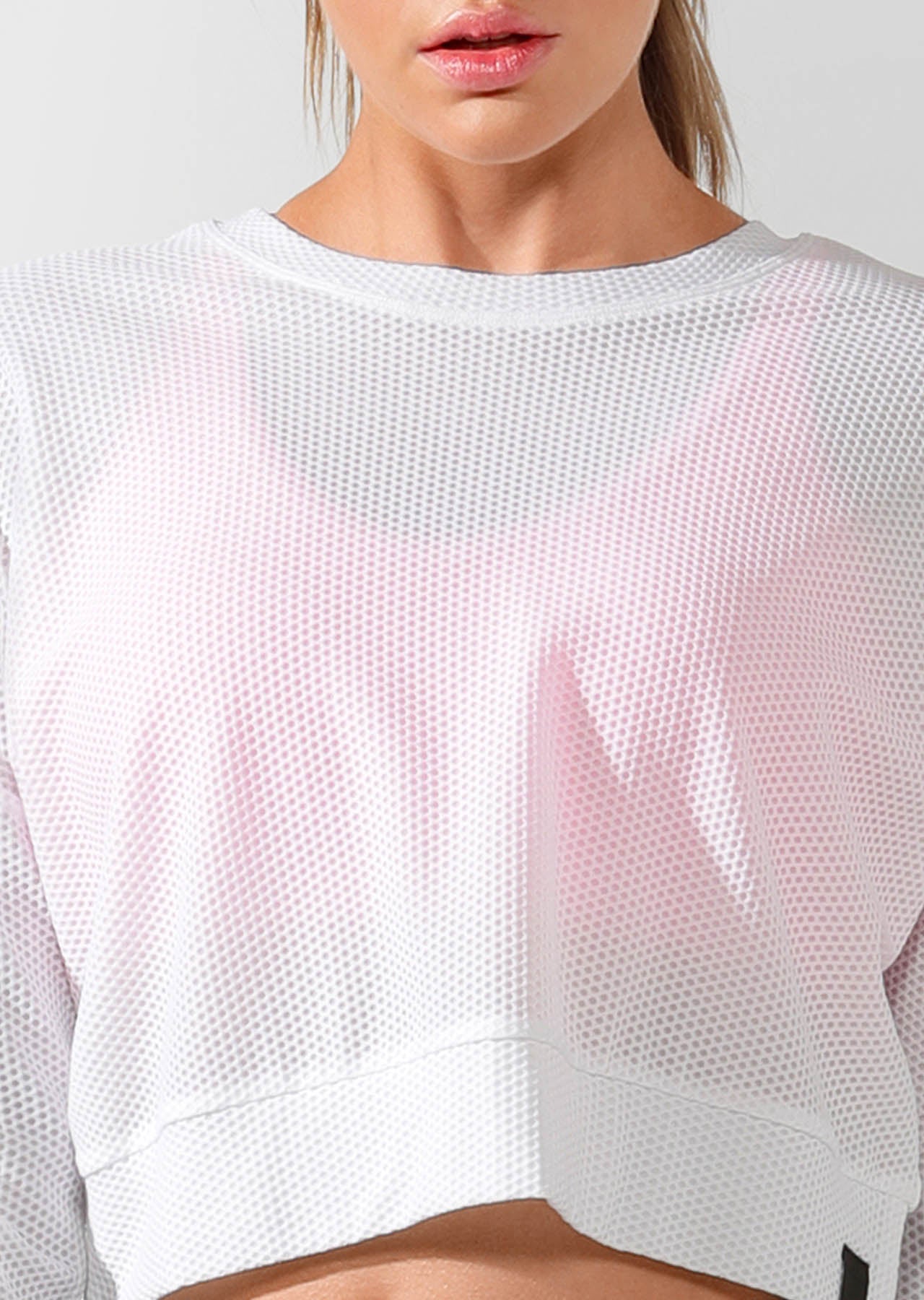 Lorna Jane Action Mesh Cropped Active Top - White