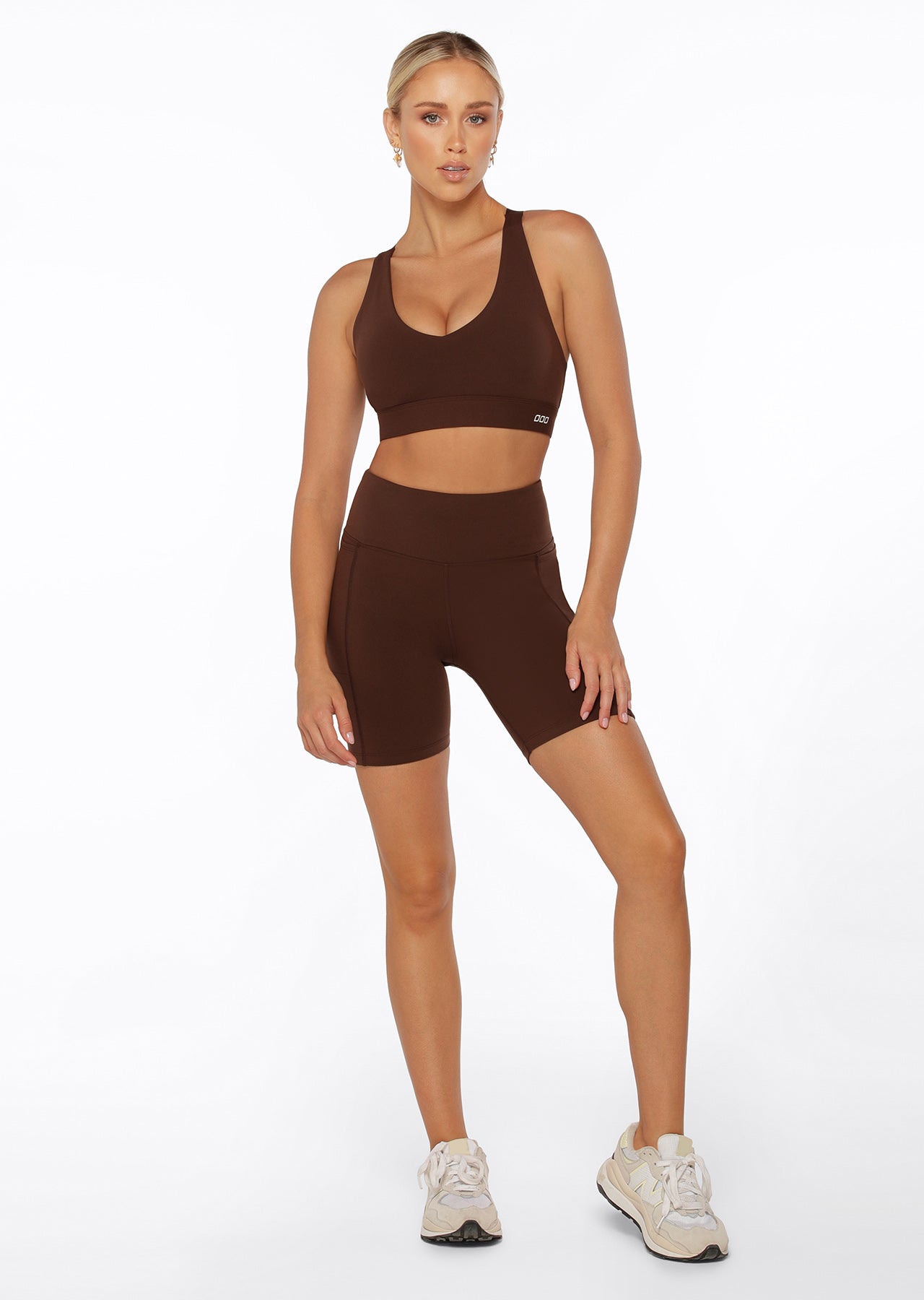 Lorna Jane Amy Phone Pocket Tech Bike Shorts - Espresso