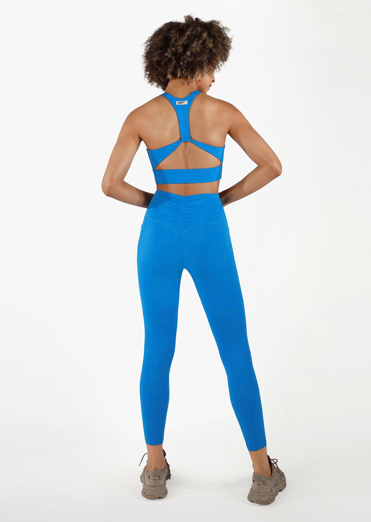 Lorna Jane Azure Ruched Ankle Biter Leggings - Washed Cornflower