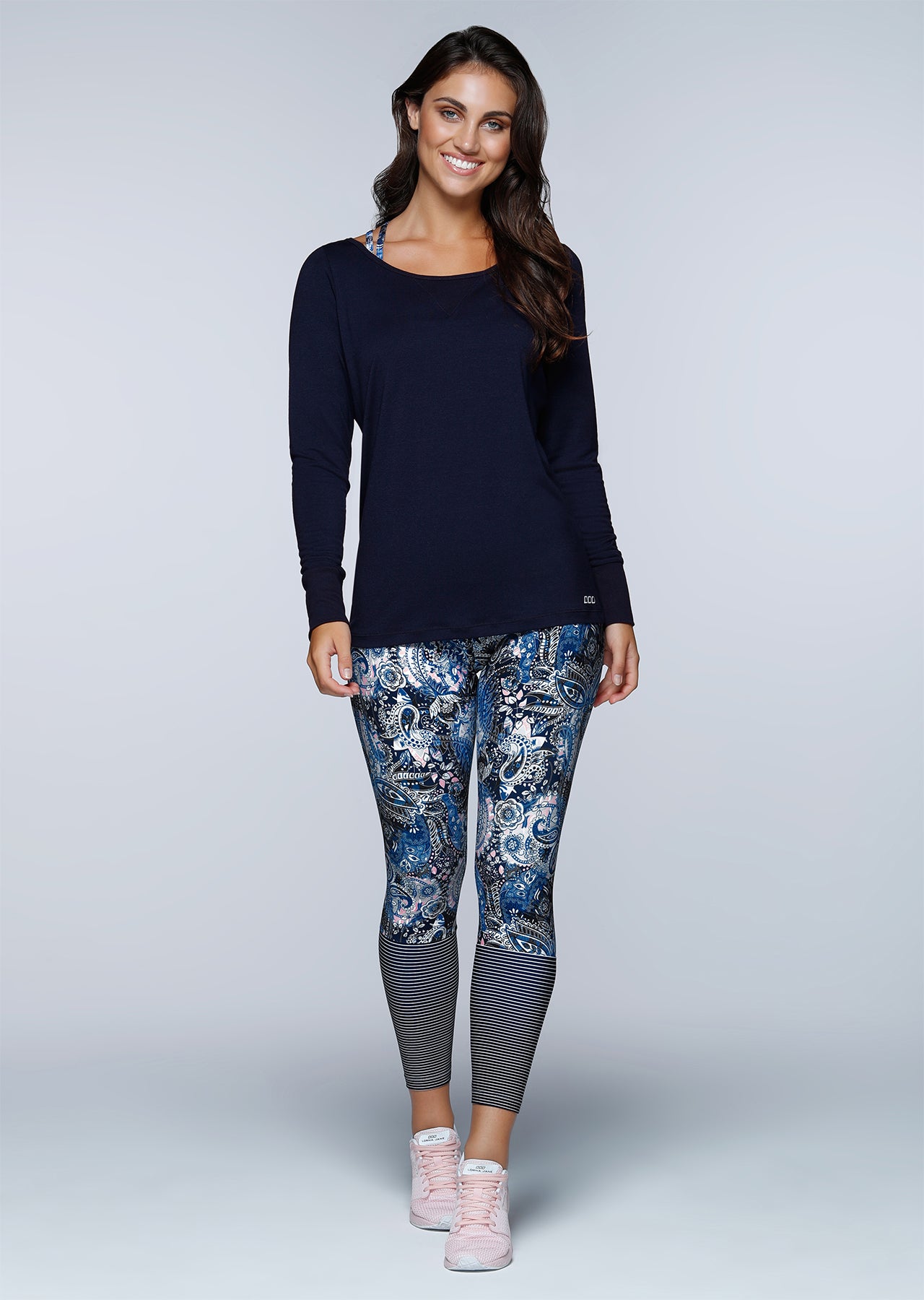 Lorna Jane Cascade Active L/Slv Top - Ink
