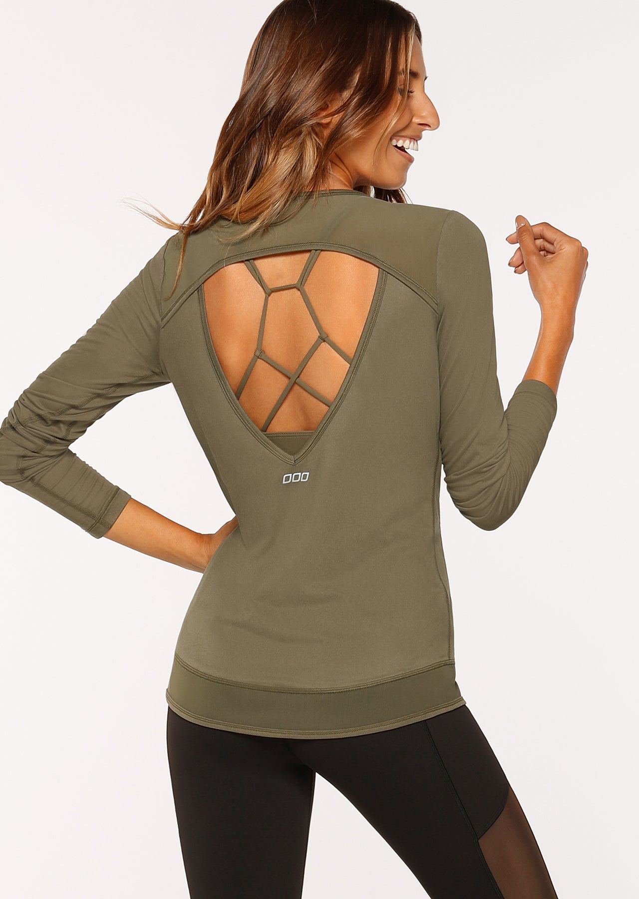 Lorna Jane Crescent Active L/Slv Top - Safari