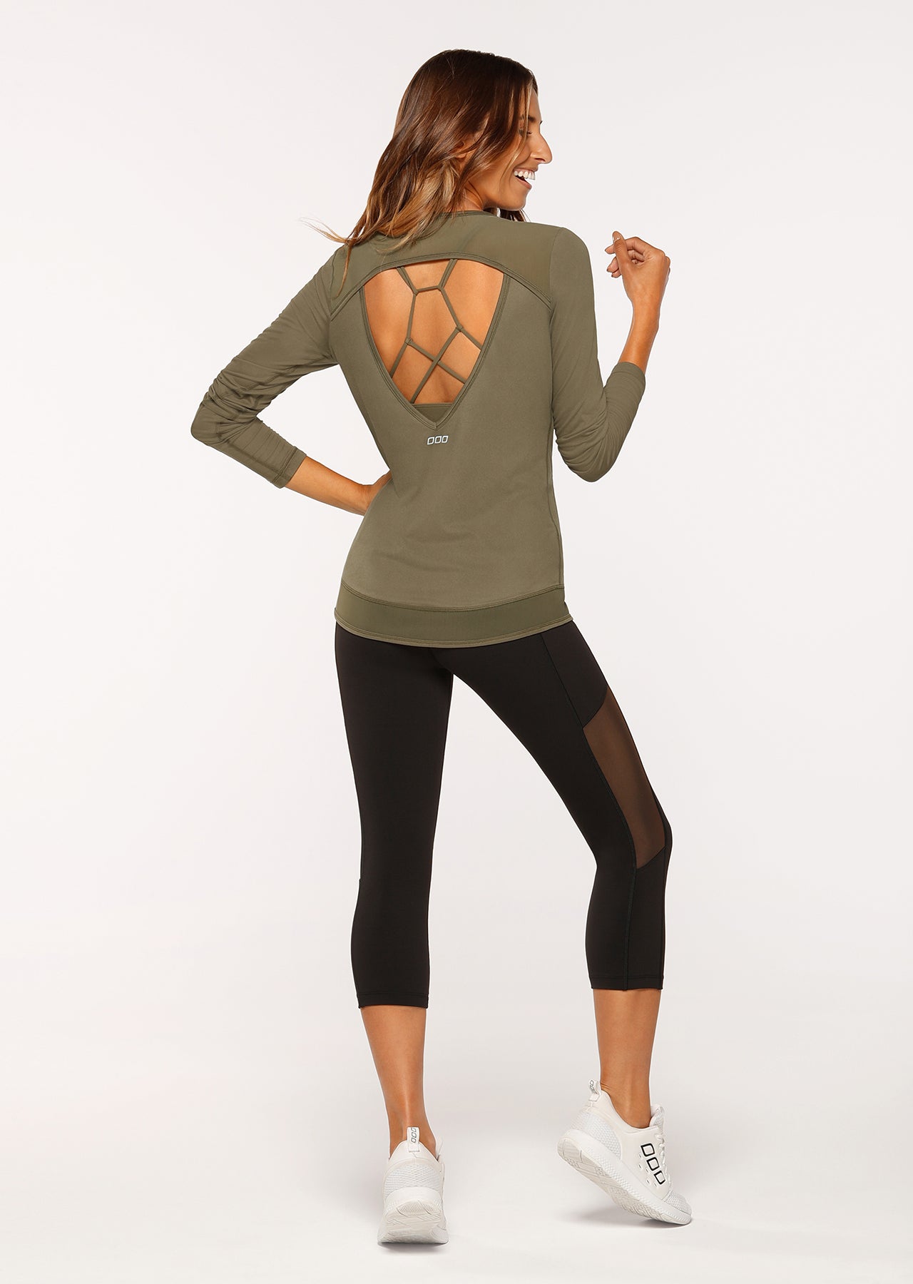 Lorna Jane Crescent Active L/Slv Top - Safari