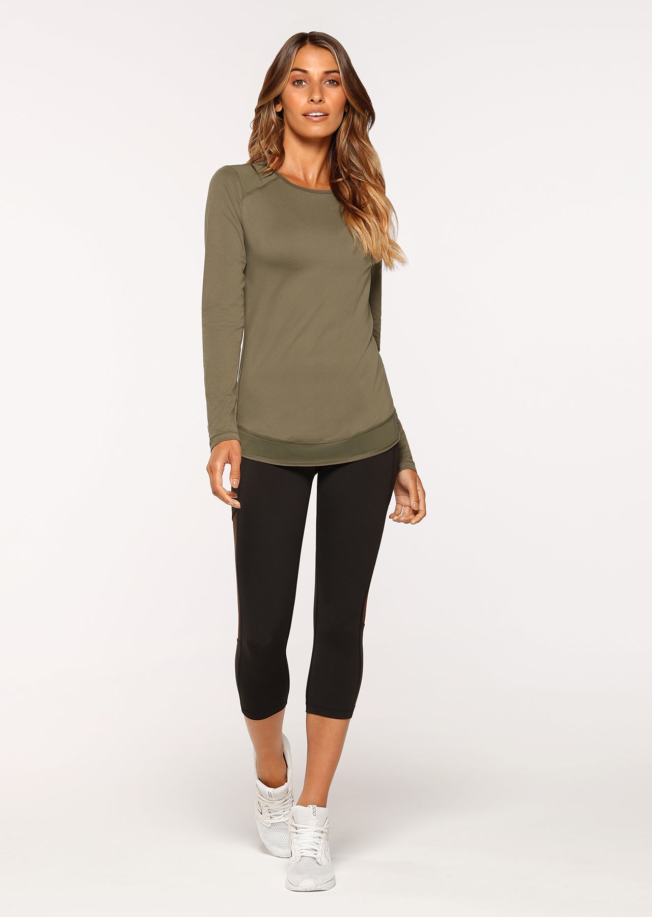 Lorna Jane Crescent Active L/Slv Top - Safari