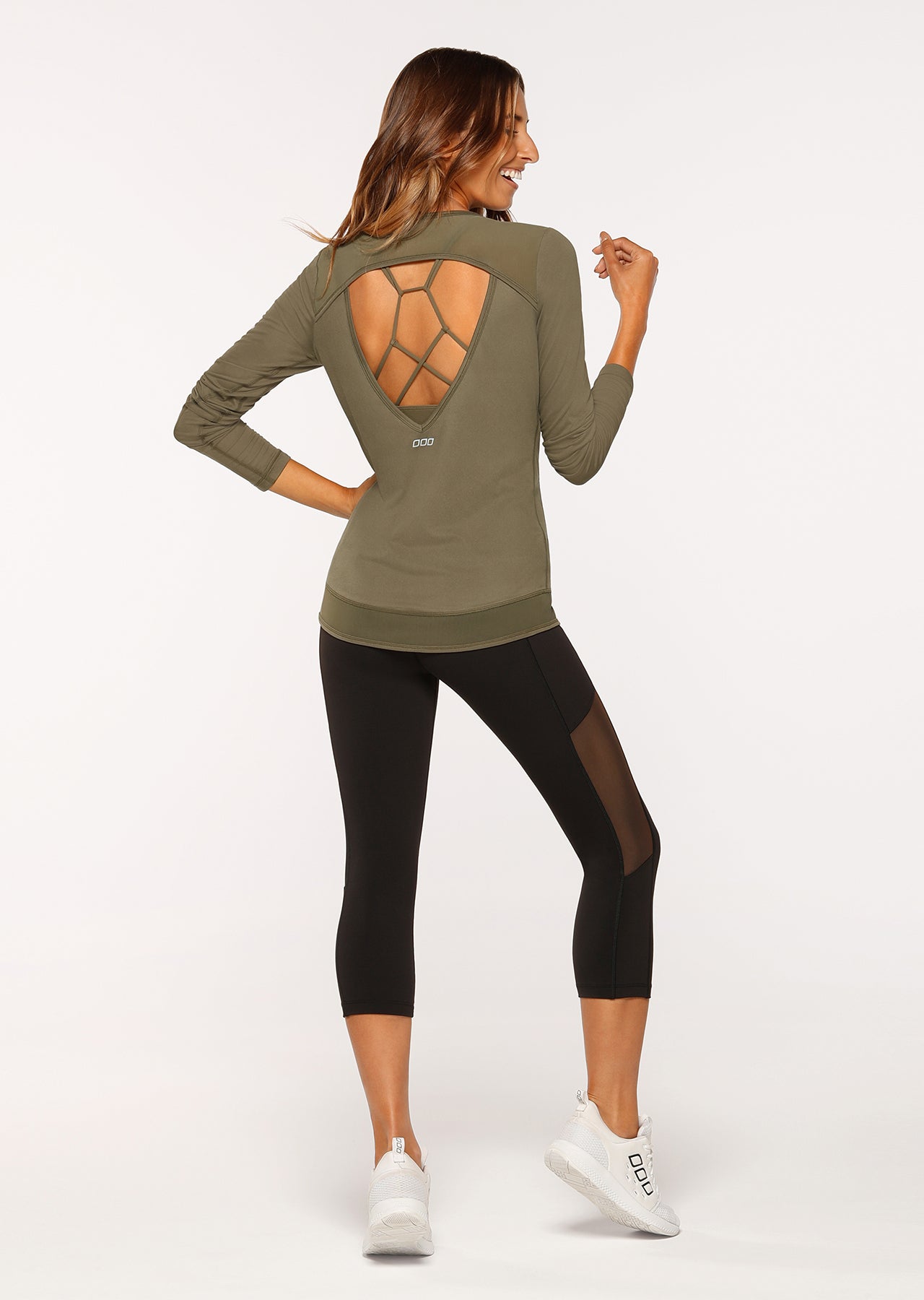 Lorna Jane Crescent Active L/Slv Top - Safari