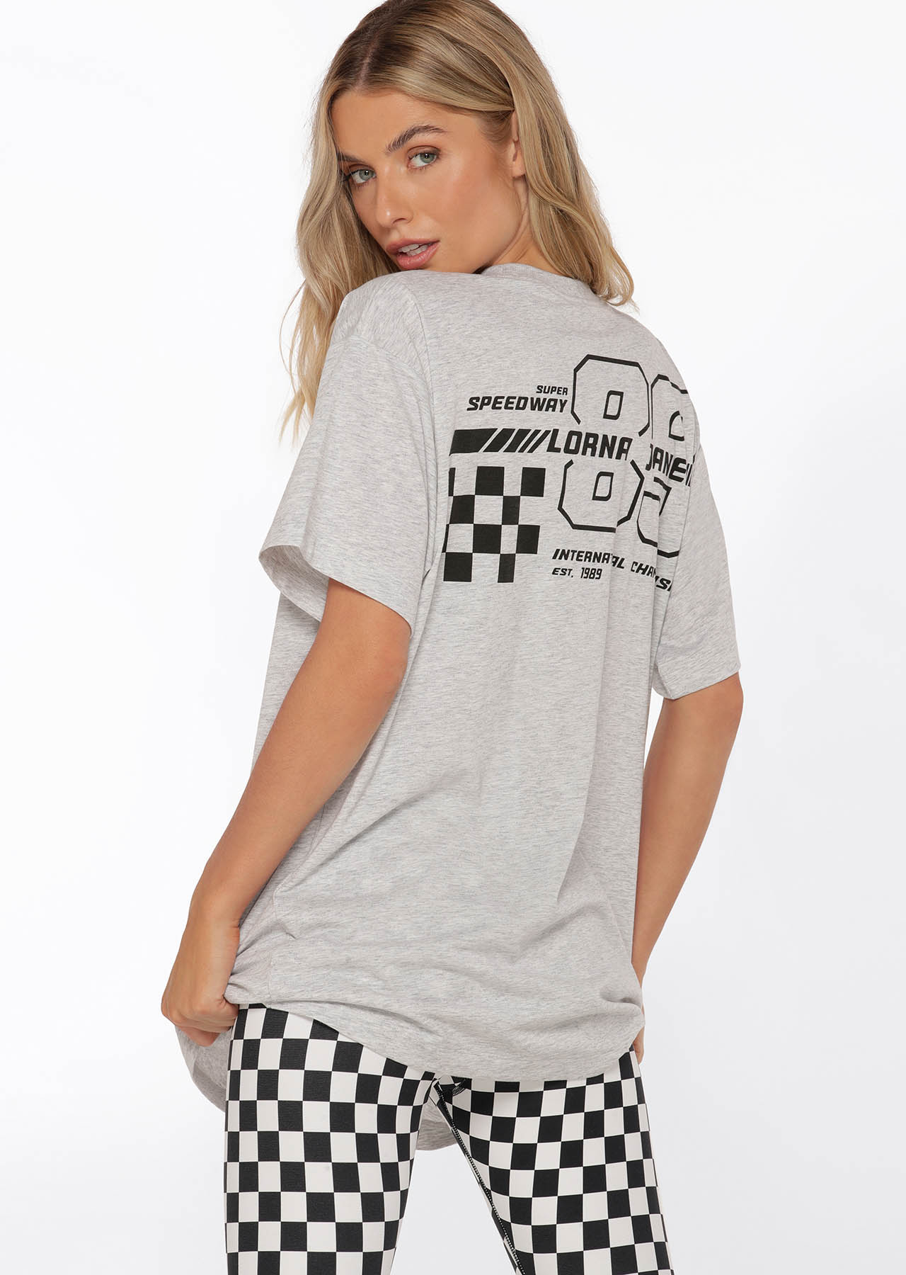 Lorna Jane Fast Lane Oversized Tee - Light Grey Marl