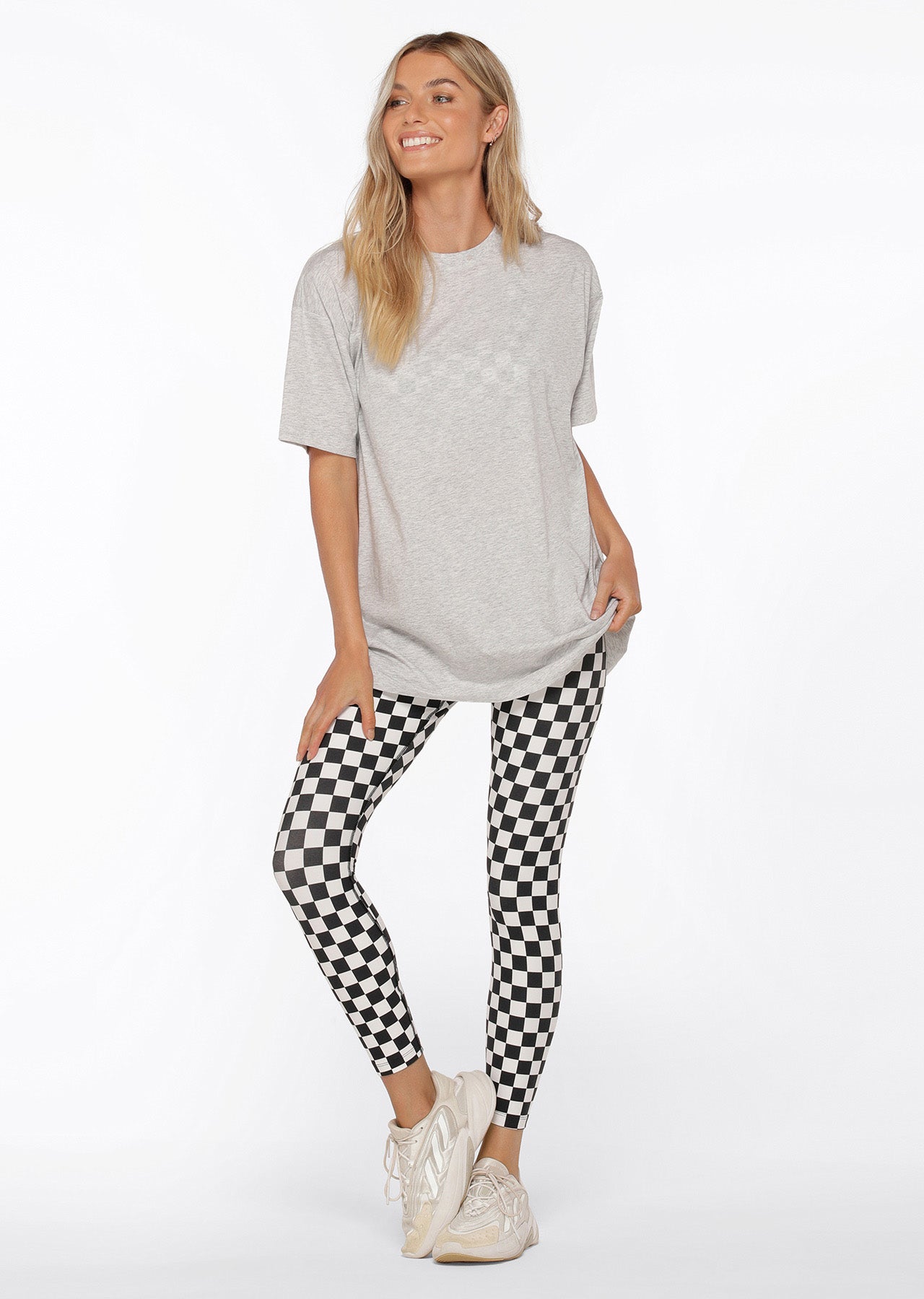 Lorna Jane Fast Lane Oversized Tee - Light Grey Marl