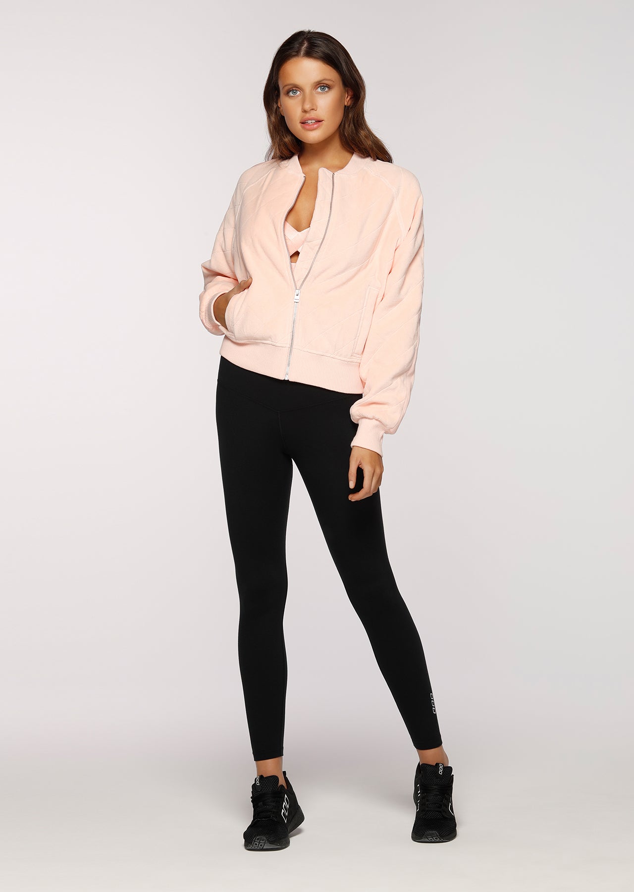 Lorna Jane Game Changer Quilted Bomber - Dusty Peach