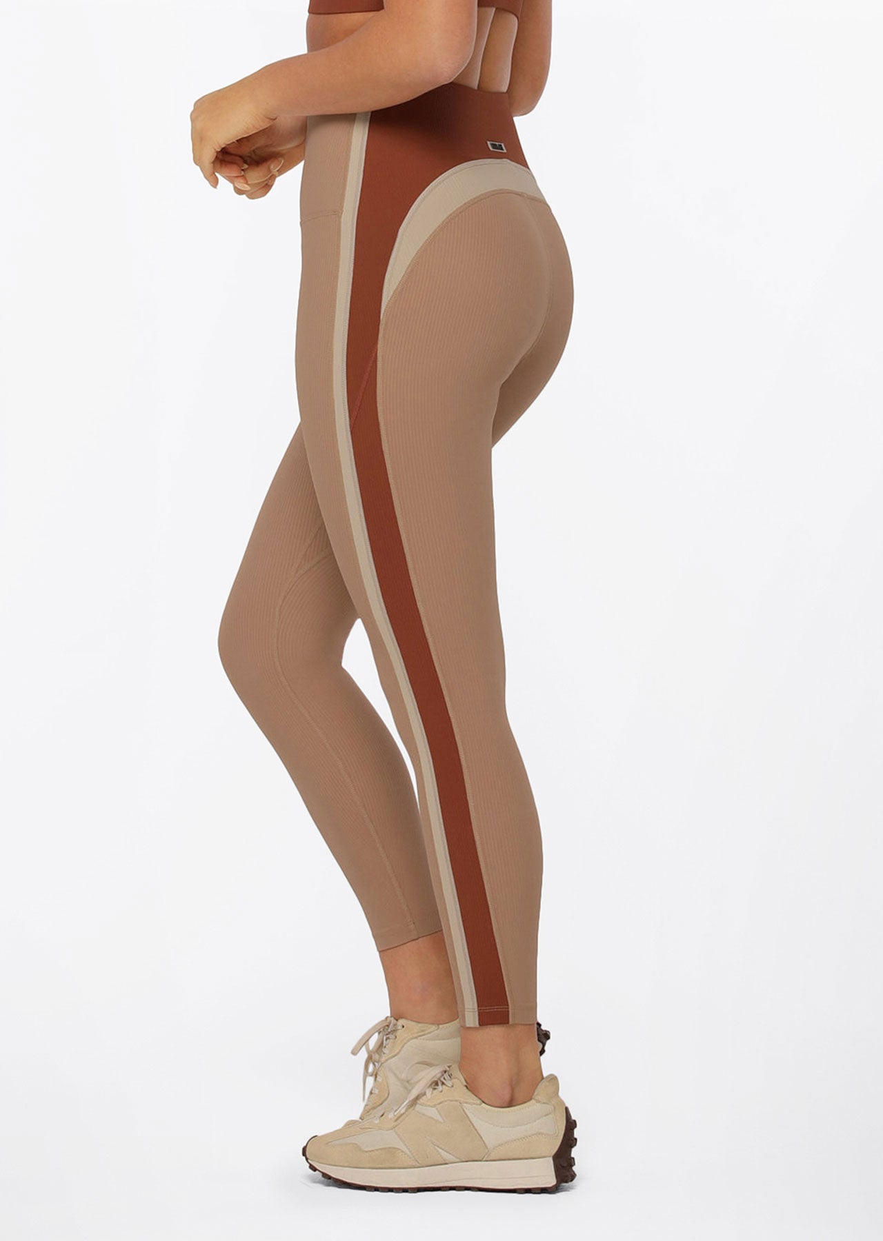Lorna Jane Grounded Rib Ankle Biter Leggings - Walnut