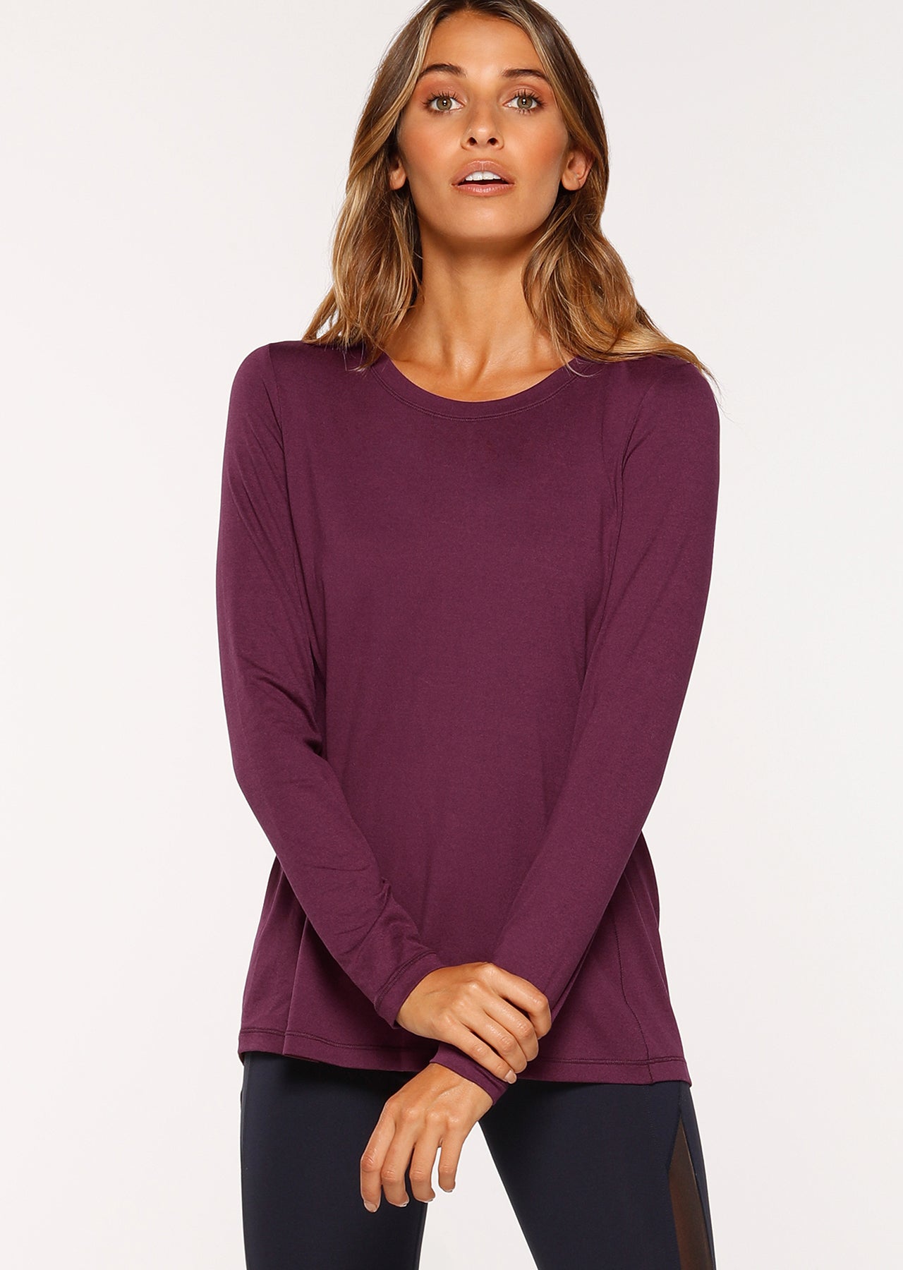 Lorna Jane Harmonise Active L/Slv Top - Deep Mulberry Marl