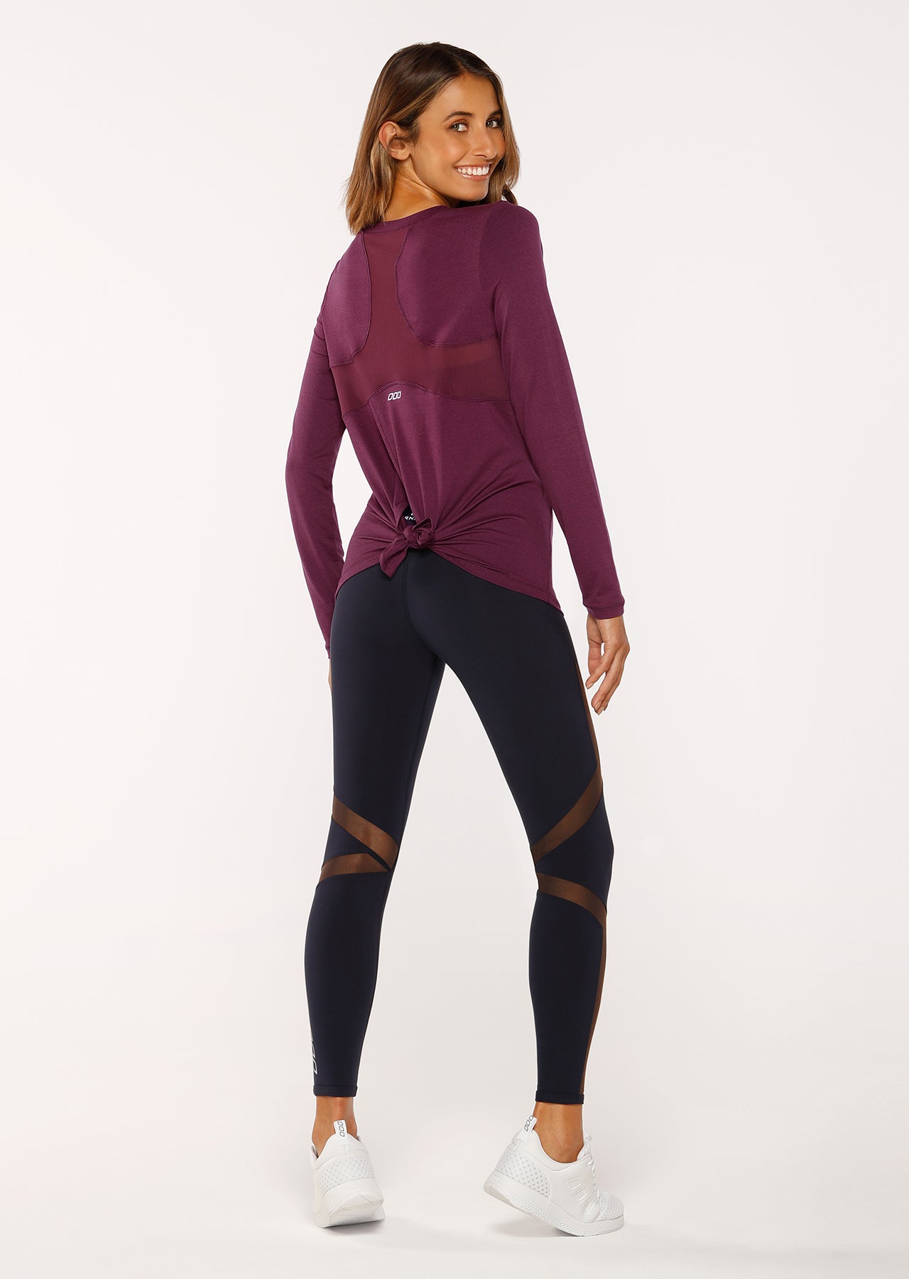 Lorna Jane Harmonise Active L/Slv Top - Deep Mulberry Marl