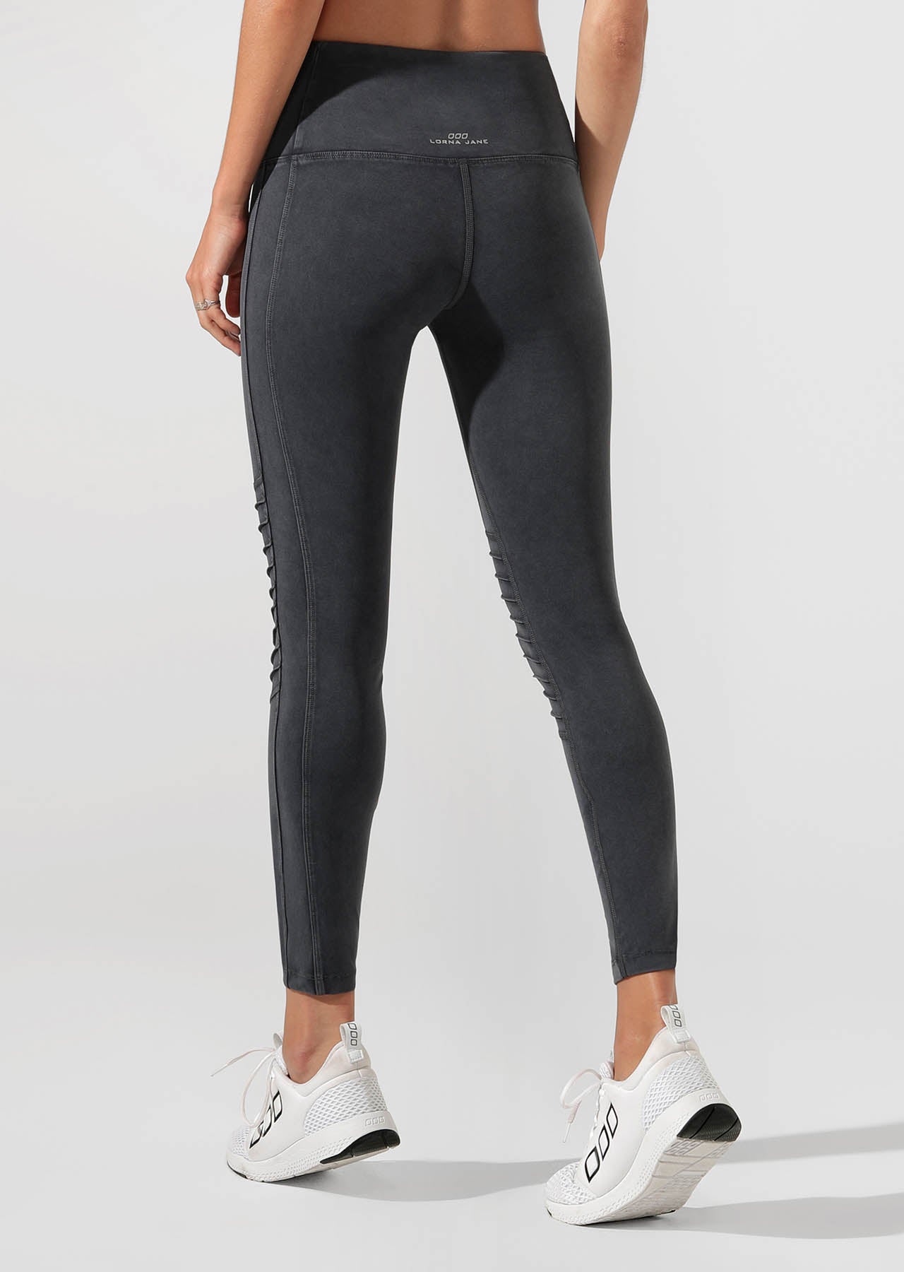 Lorna Jane Khloe Moto Full Length Tight - Washed Black