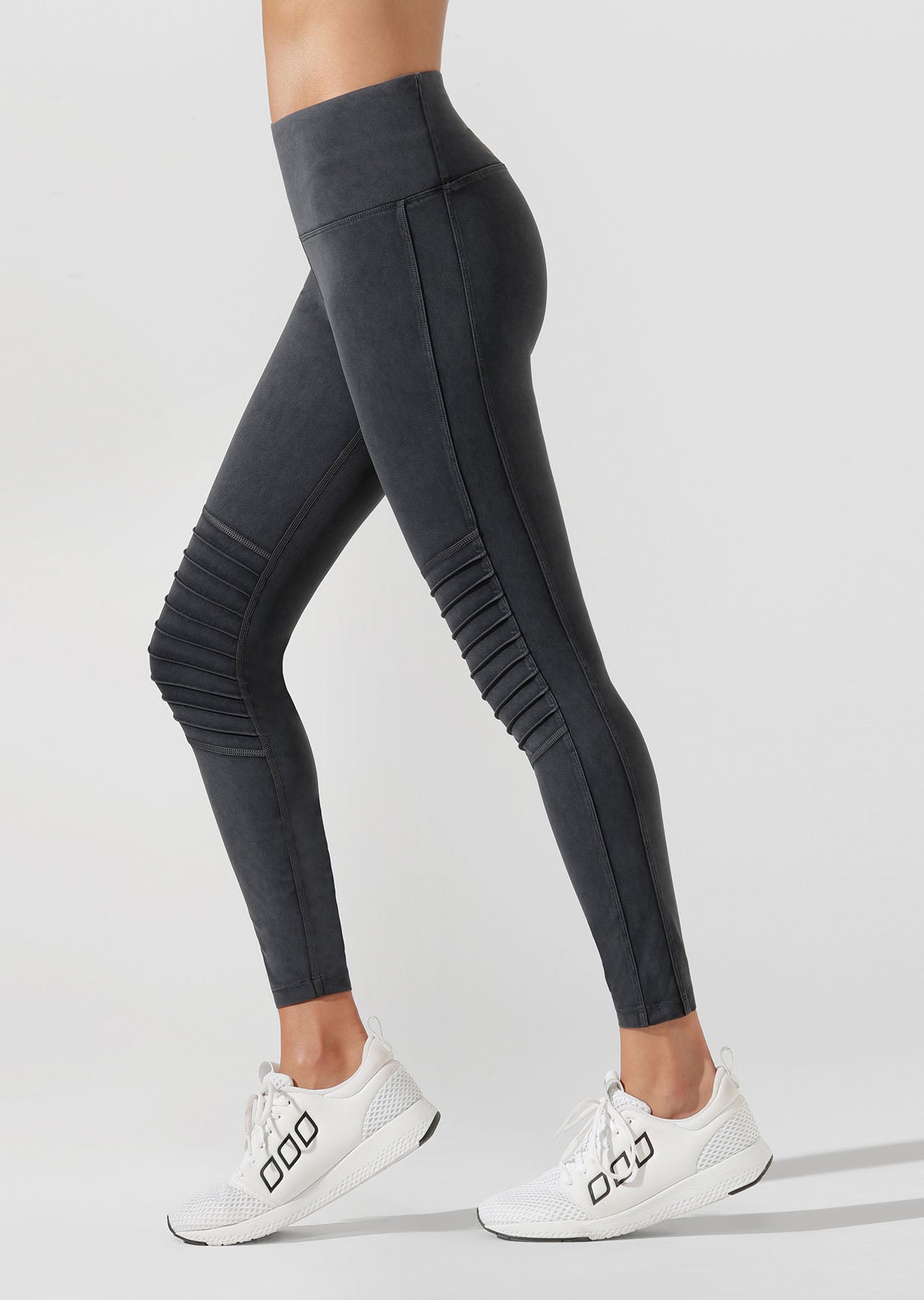 Lorna Jane Khloe Moto Full Length Tight - Washed Black