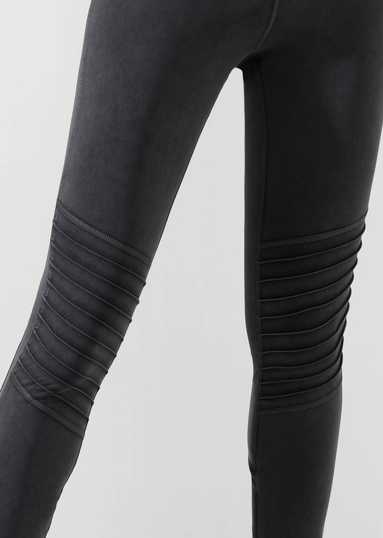 Lorna Jane Khloe Moto Full Length Tight - Washed Black