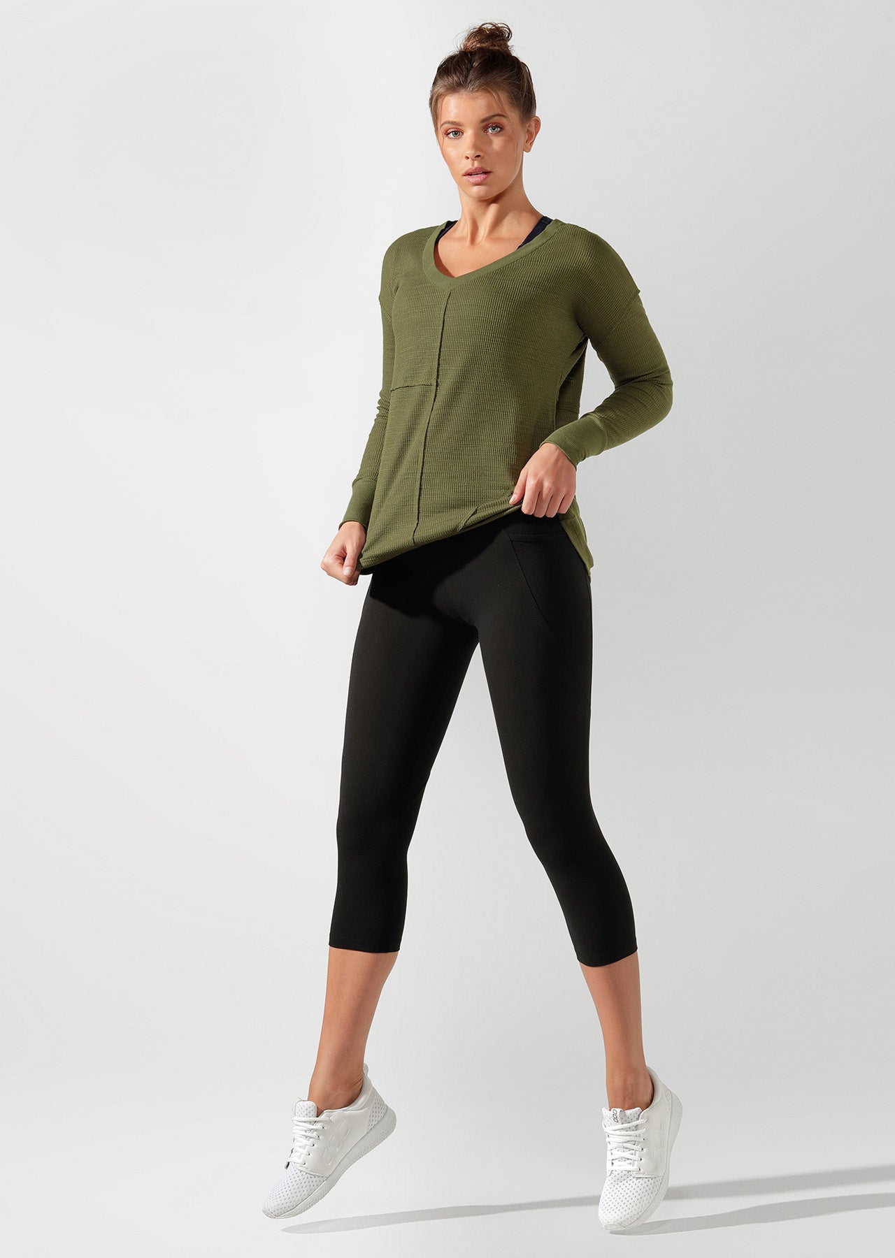 Lorna Jane Lounge Long Sleve Top - Pale Olive