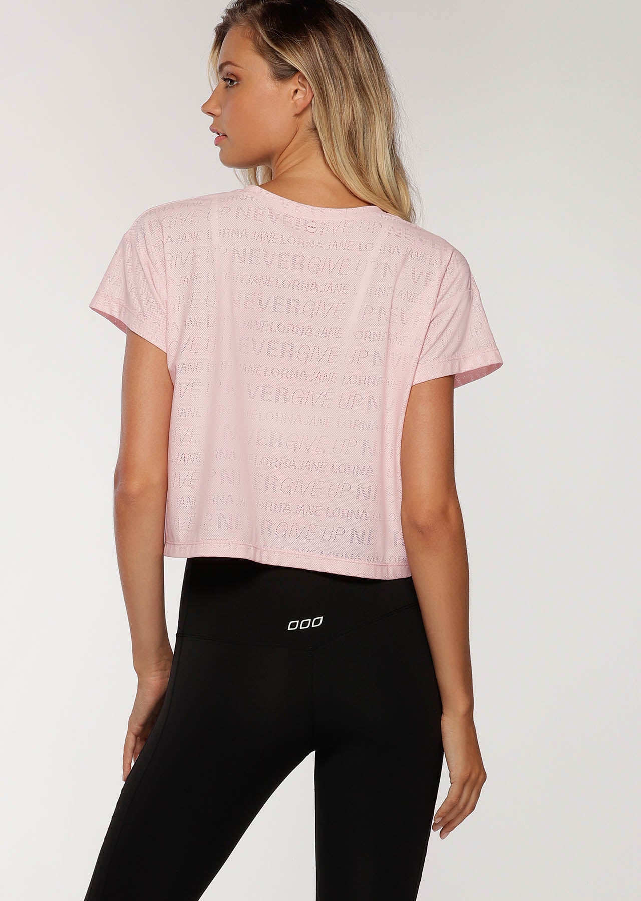 Lorna Jane Never Give Up Mesh Tee - Pale Peony