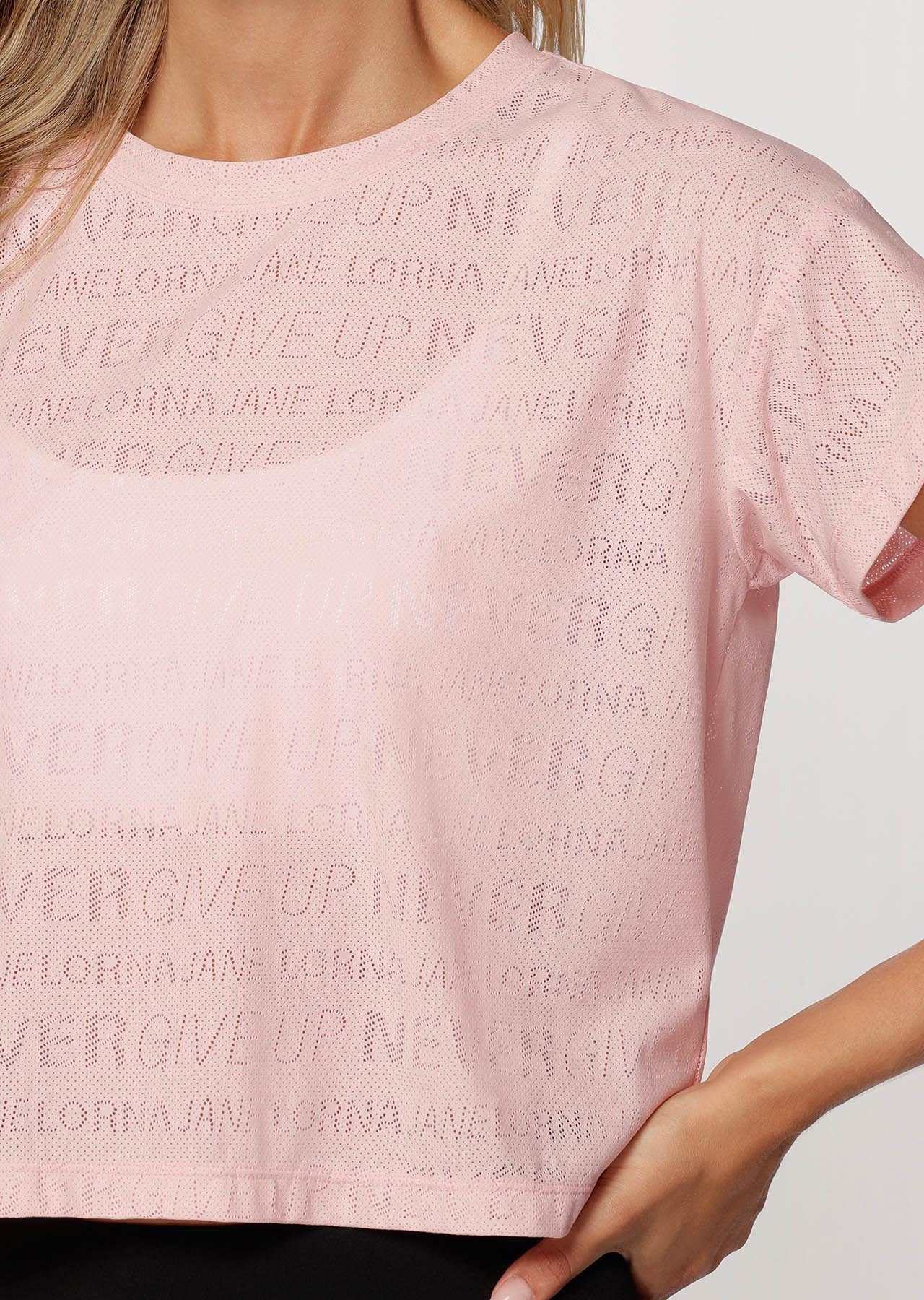 Lorna Jane Never Give Up Mesh Tee - Pale Peony