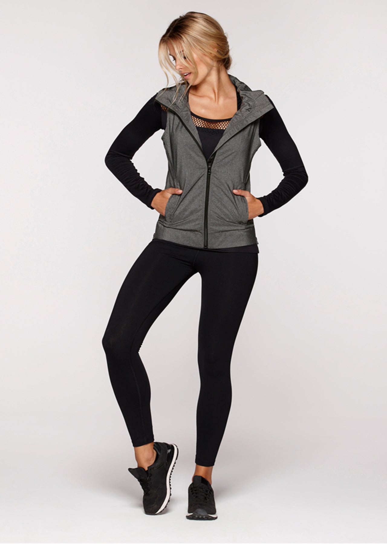 Lorna Jane Power Active S/Less Jacket - Black Marl