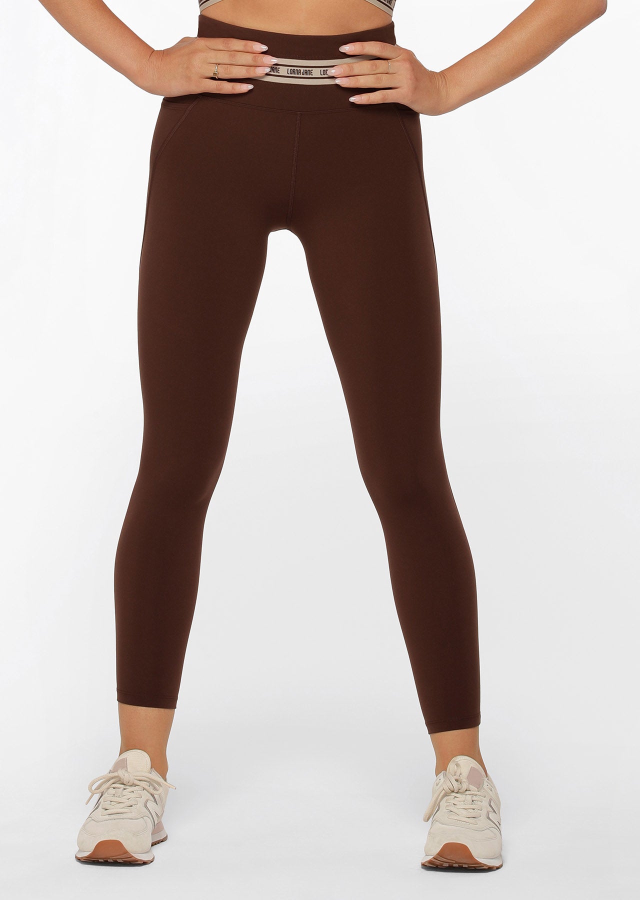 Lorna Jane Raceway No Chafe Ankle Biter Leggings - Espresso