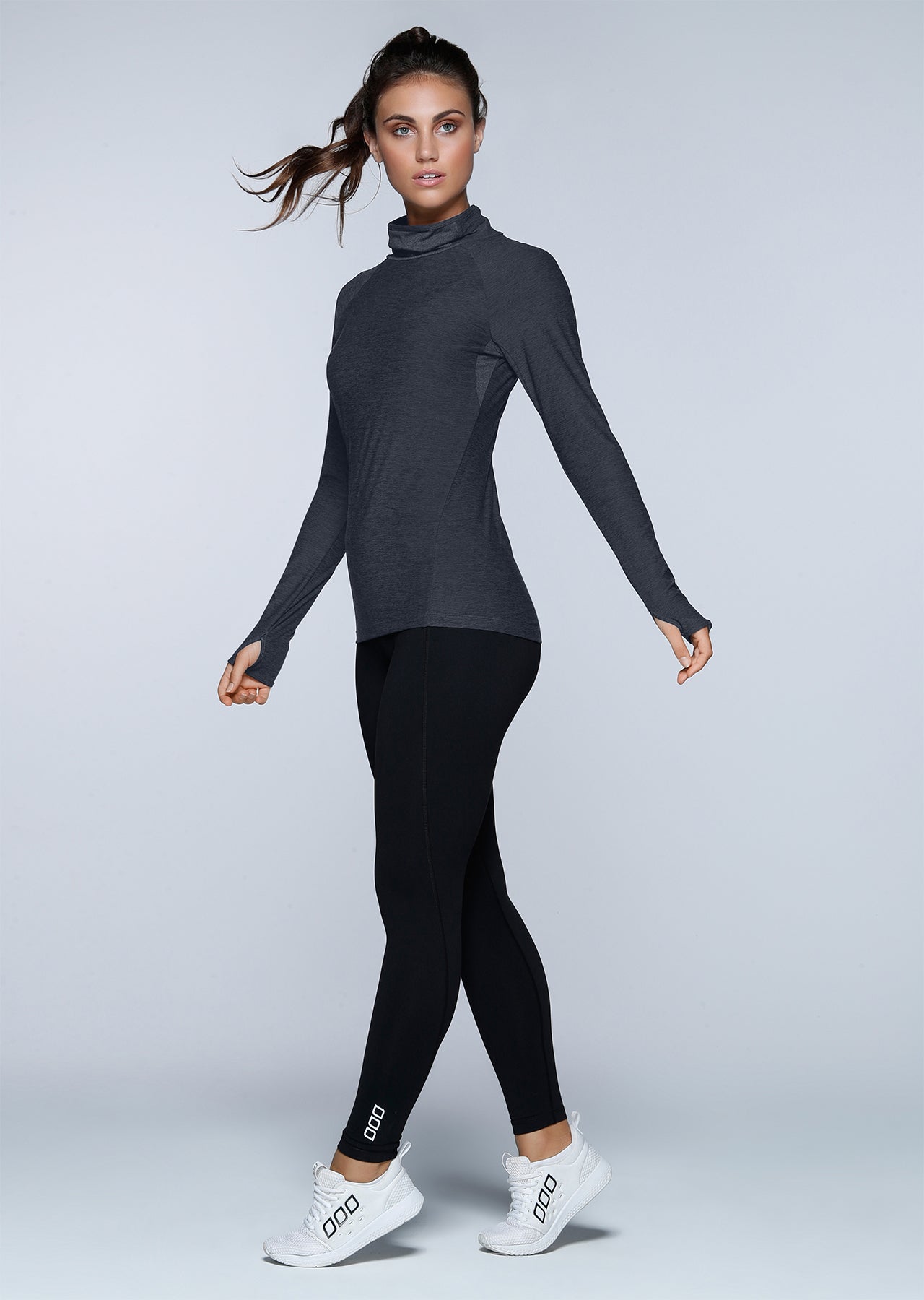 Lorna Jane Reflex Active L/Slv Top - Black Marl