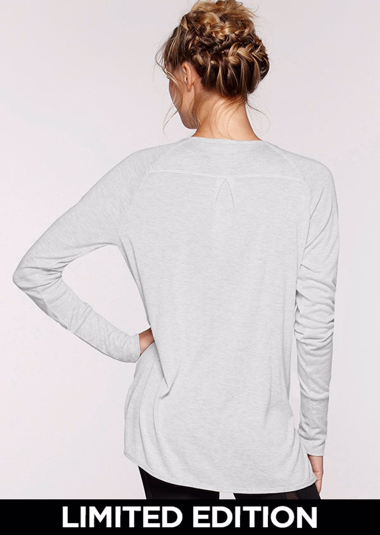 Lorna Jane Savasana L/Slv Top - Light Grey Marl