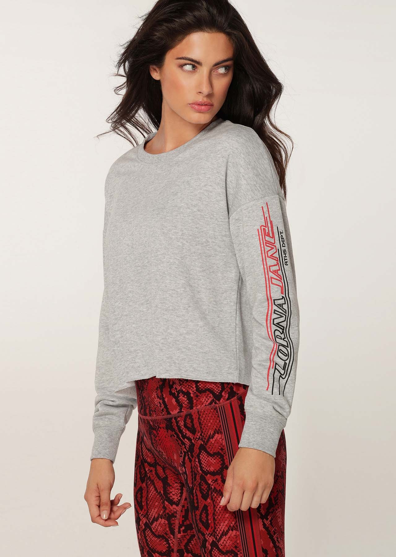 Lorna Jane Slouchy Sweat Long Sleeve Top - Light Grey Marl