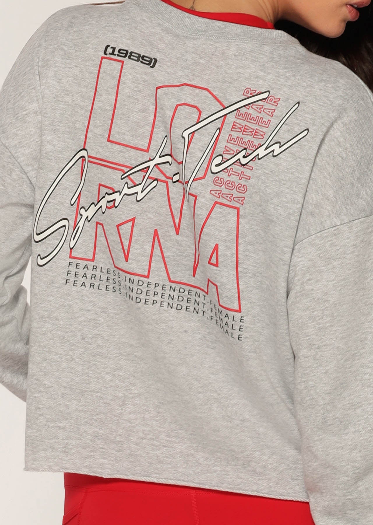 Lorna Jane Slouchy Sweat Long Sleeve Top - Light Grey Marl
