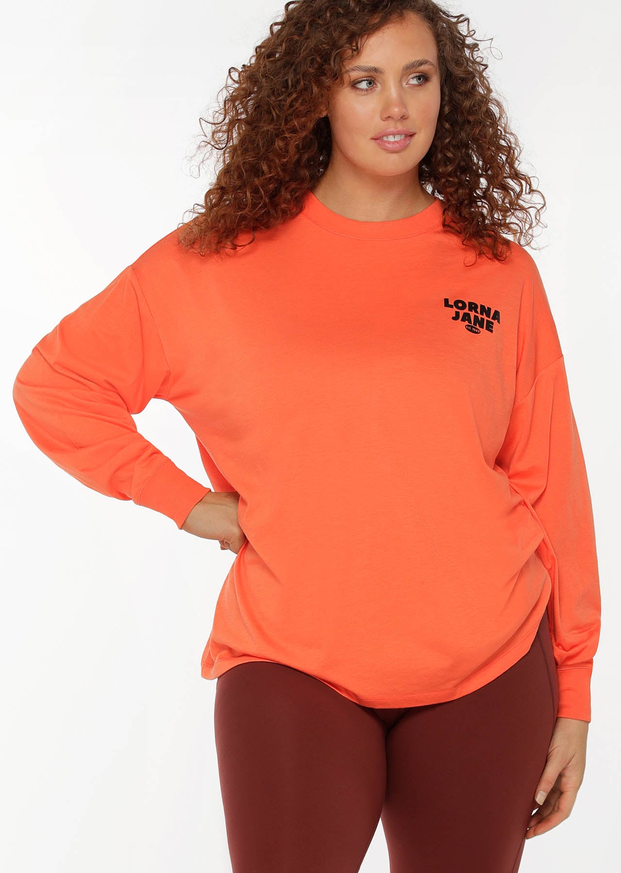 Lorna Jane Take Care Oversized Long Sleeve Top - Satsuma