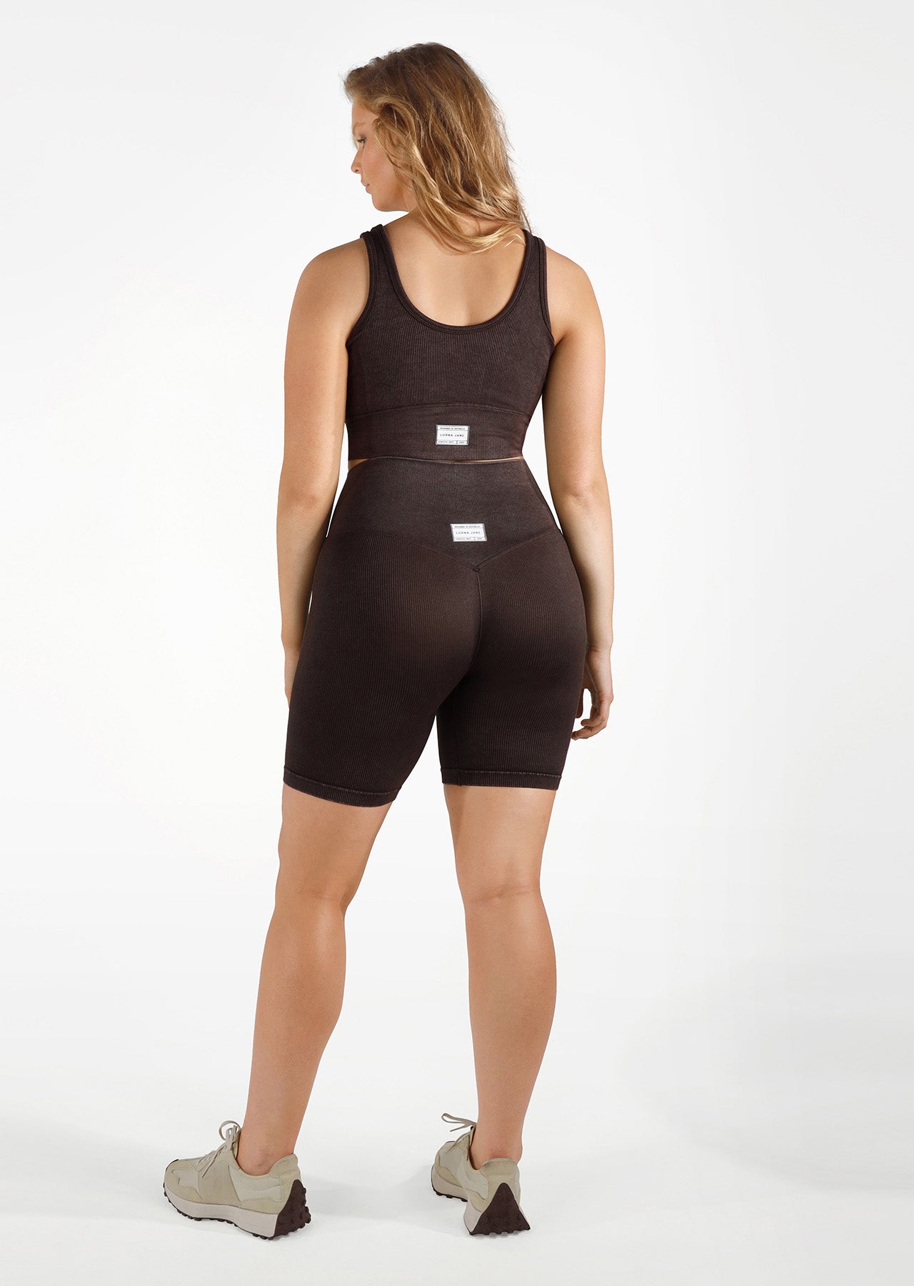 Lorna Jane Tempo Ribbed Seamless Bike Shorts - Washed Volcano