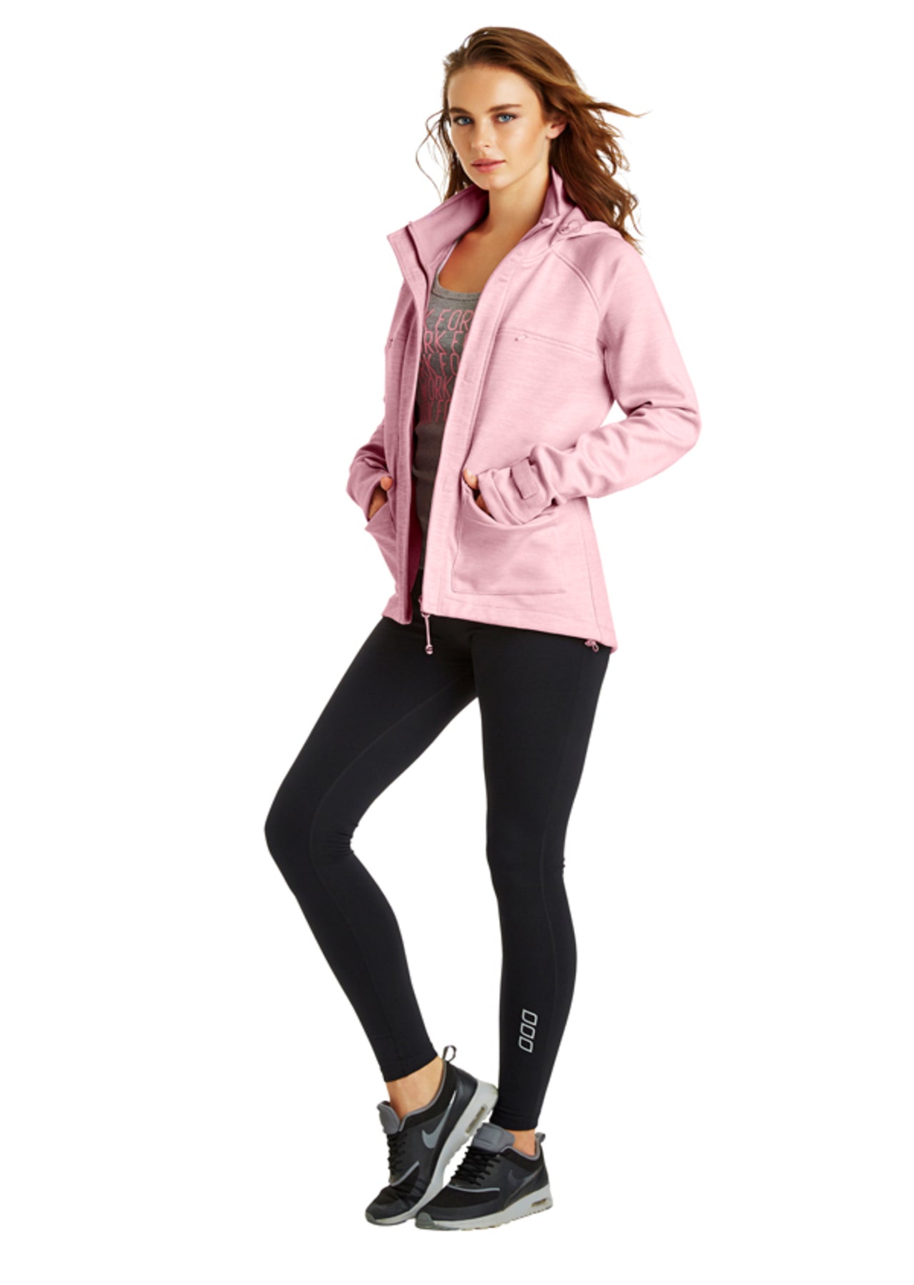Lorna Jane Vanish Hooded Active Jacket - Dusty Pink Marl