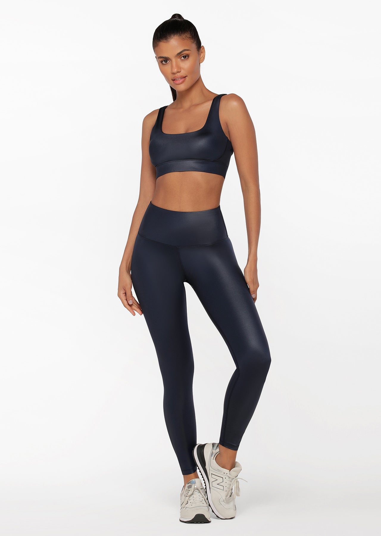 Lorna Jane Wet Look Full Length Leggings - French Navy