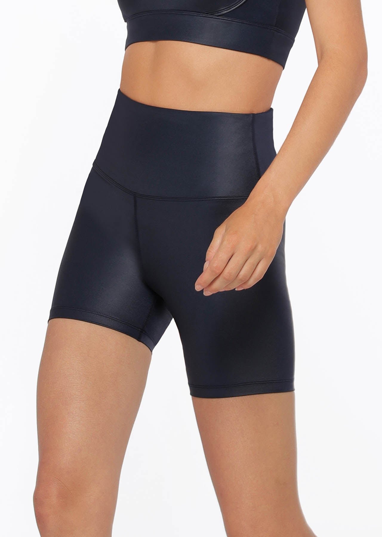 Lorna Jane Wet Look Bike Shorts - French Navy