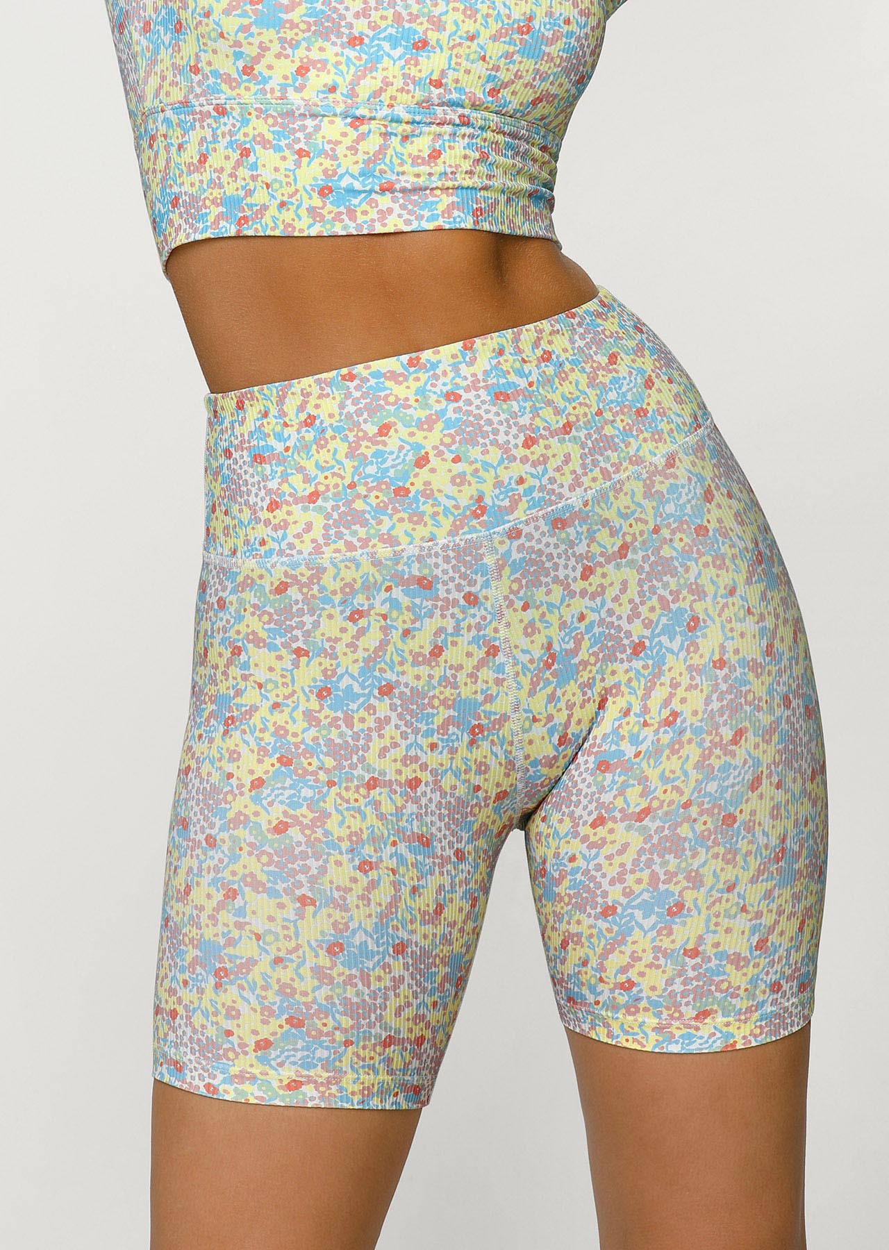 Lorna Jane Wildflower Rib Bike Shorts - Wildflower Print