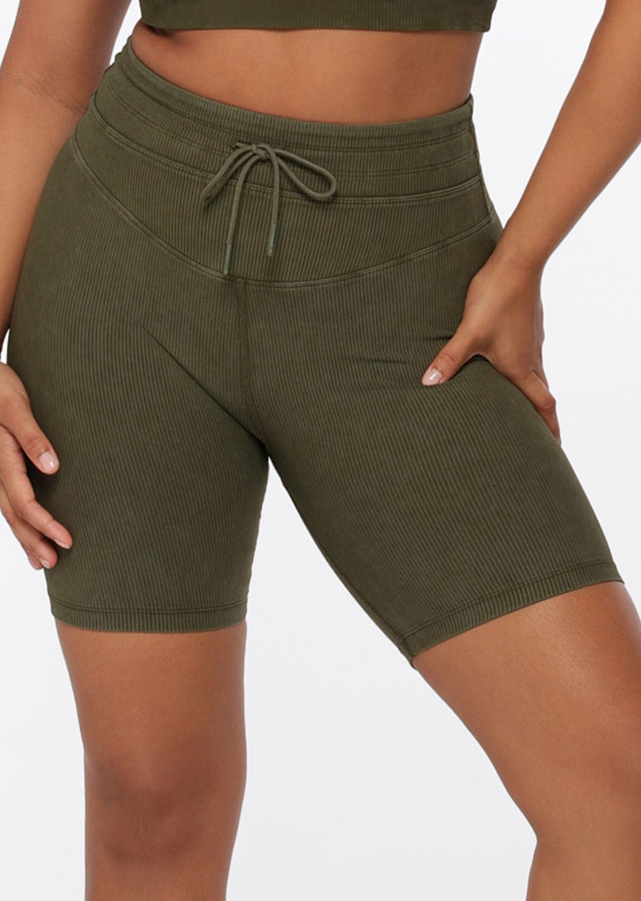 Lorna Jane Yin Washed Rib Bike Shorts - Washed Luxury Green
