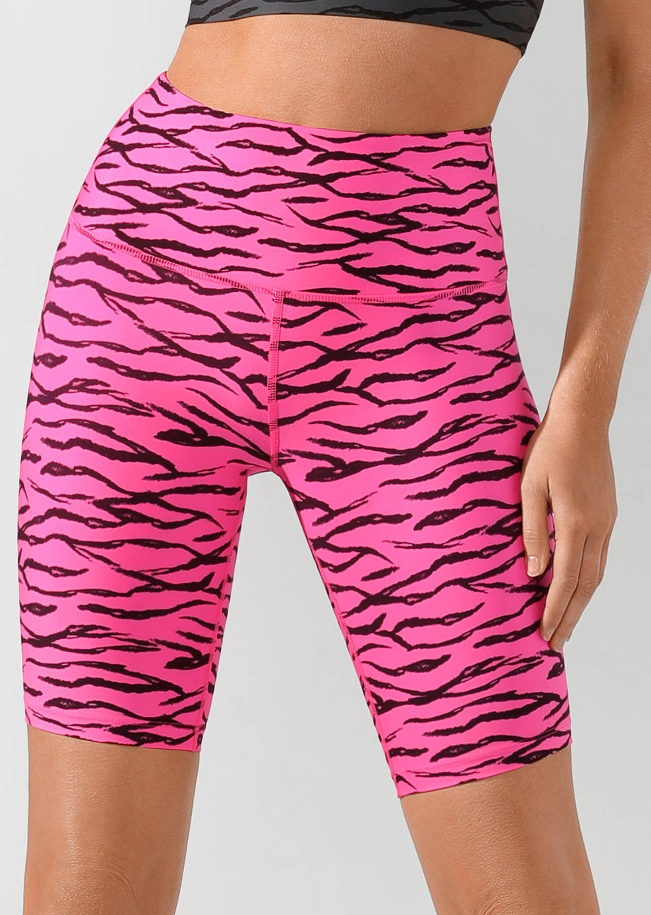 Lorna Jane Zebra Bike Shorts - Rosa Shocking/Zebra Print
