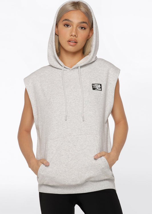 Lorna Jane Olympia Sleeveless Hoodie - Light Grey Marl
