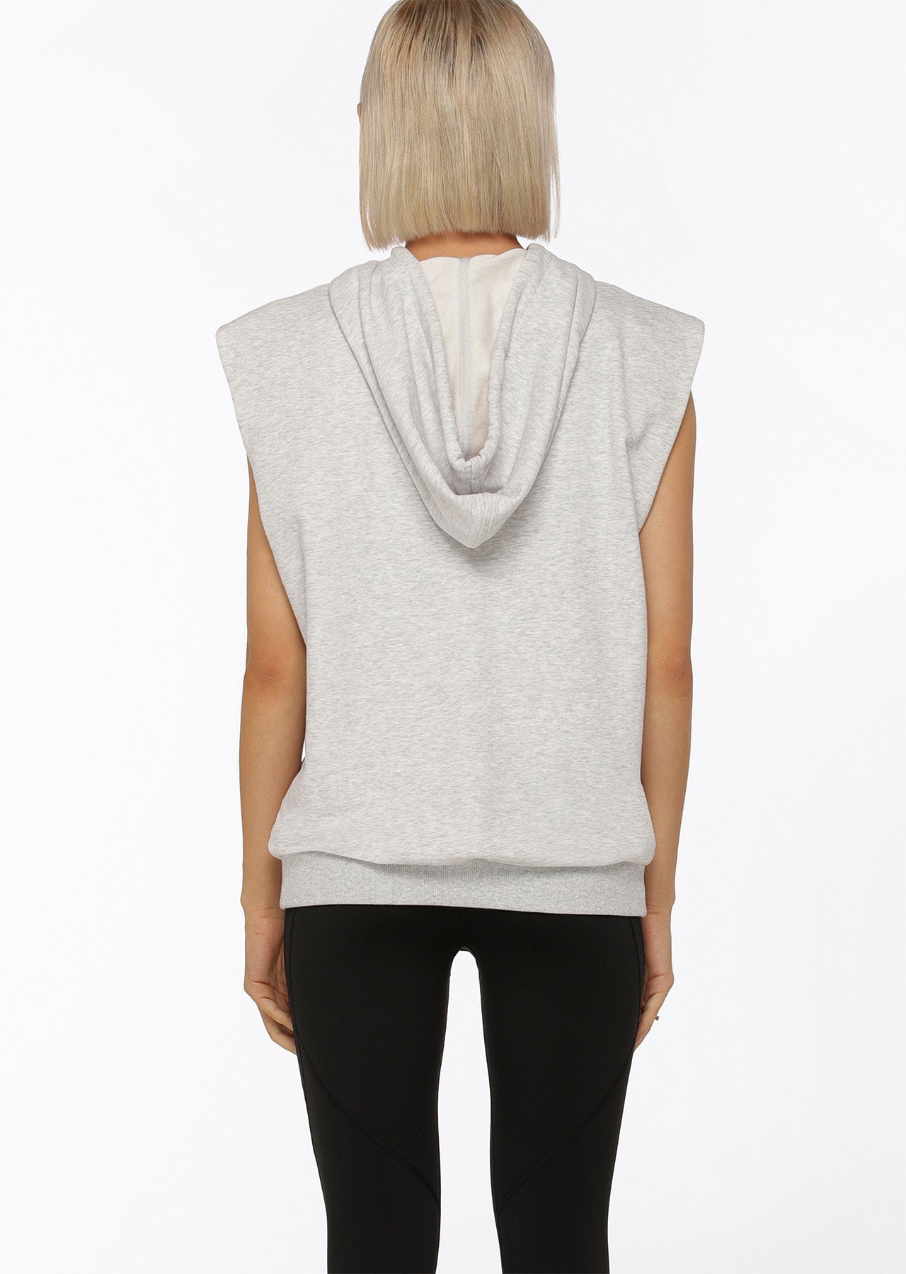 Lorna Jane Olympia Sleeveless Hoodie - Light Grey Marl