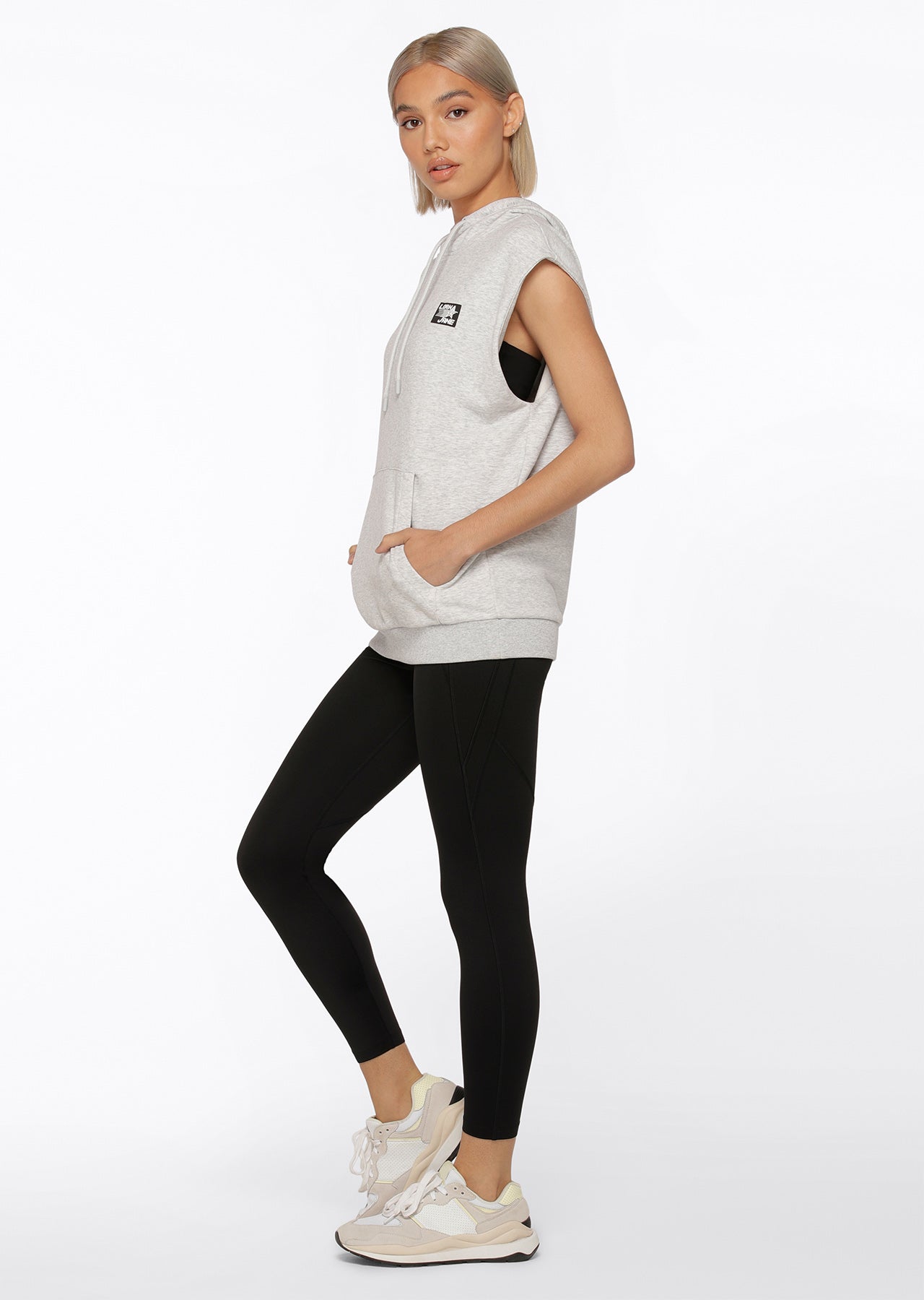 Lorna Jane Olympia Sleeveless Hoodie - Light Grey Marl