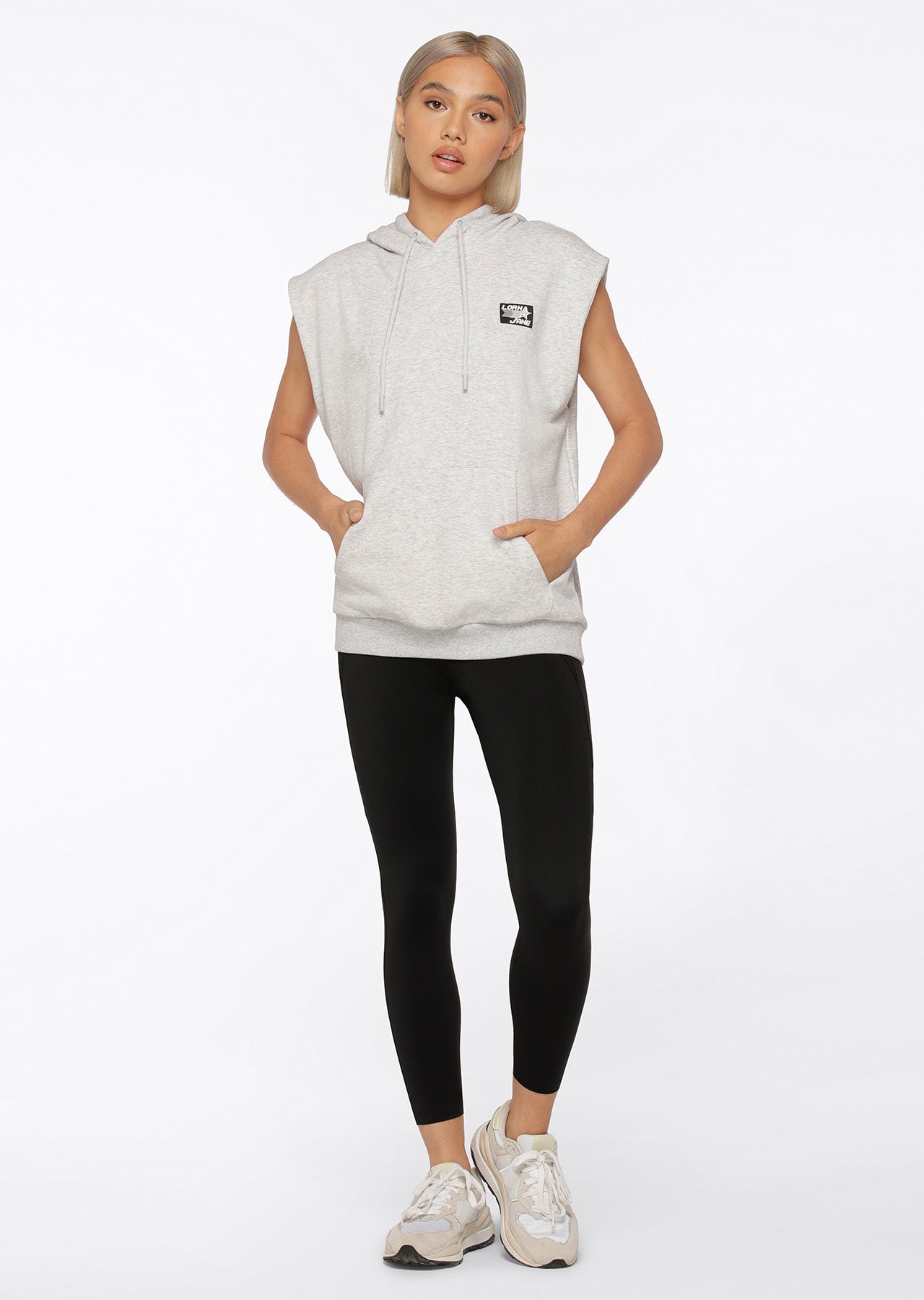 Lorna Jane Olympia Sleeveless Hoodie - Light Grey Marl