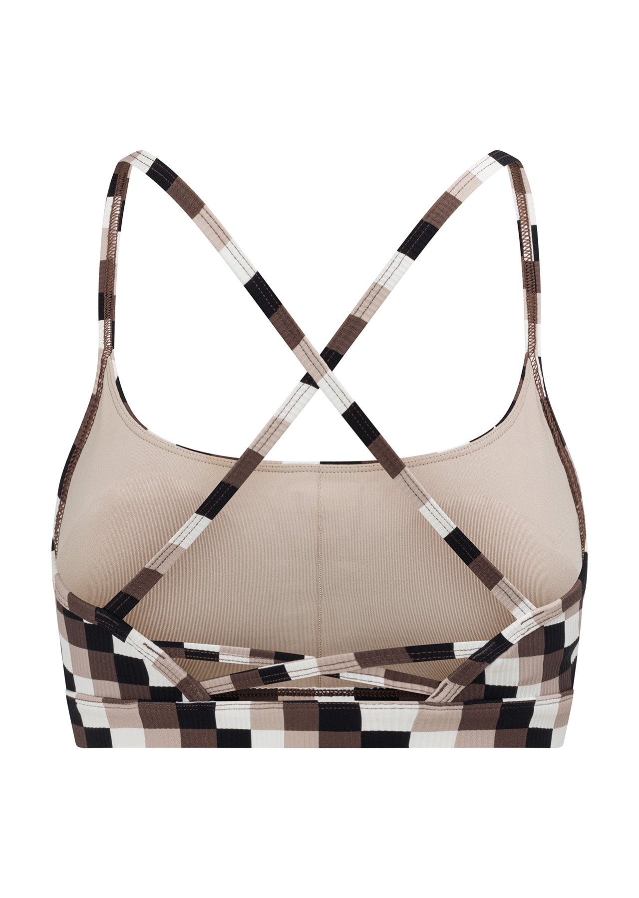 Lorna Jane Retro Check Ribbed Sports Bra - Retro Check Print