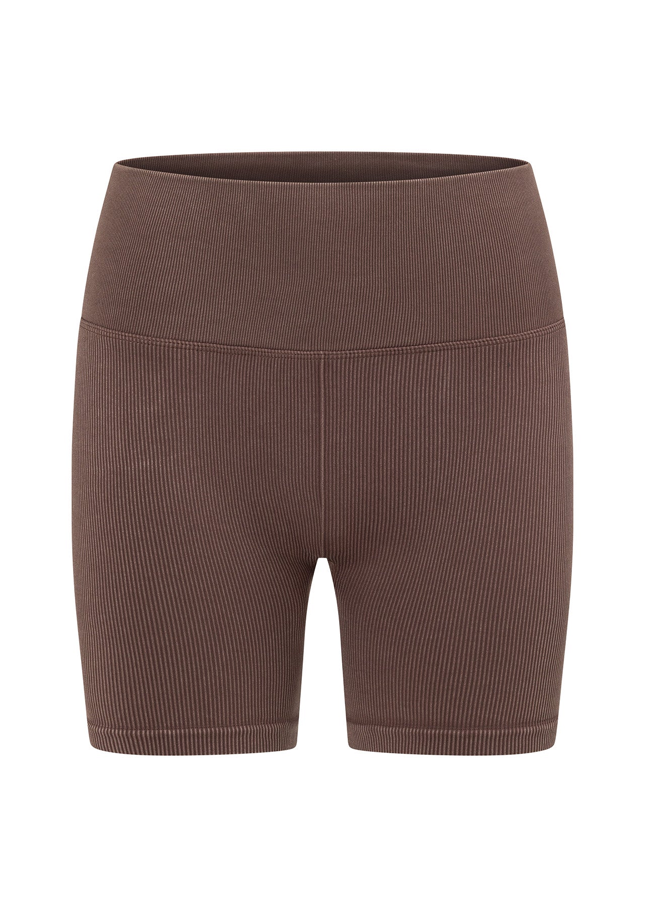 Lorna Jane Tempo Ribbed Seamless Bike Shorts - Washed Chocolate