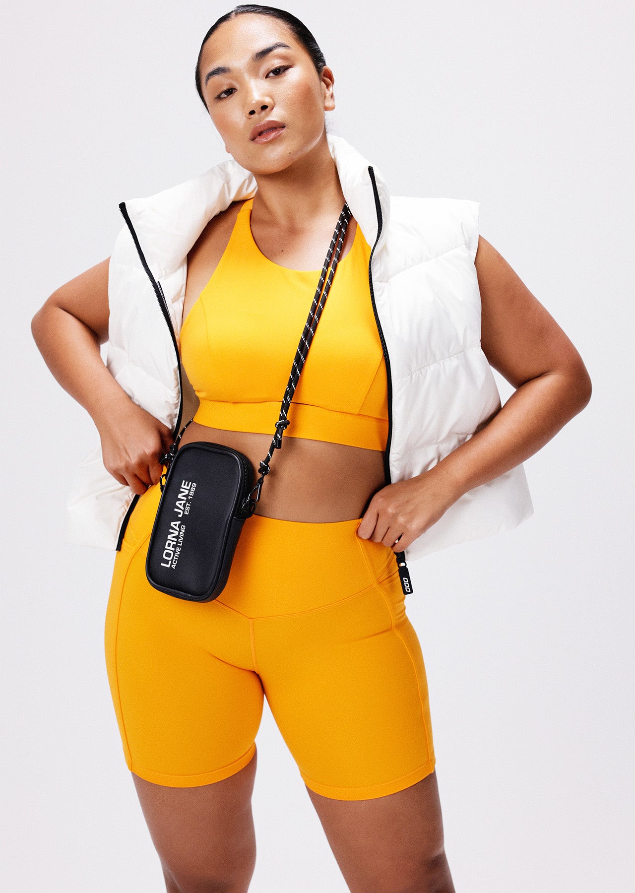 Lorna Jane Elevate Recycled Phone Pocket Bike Shorts - Tangelo